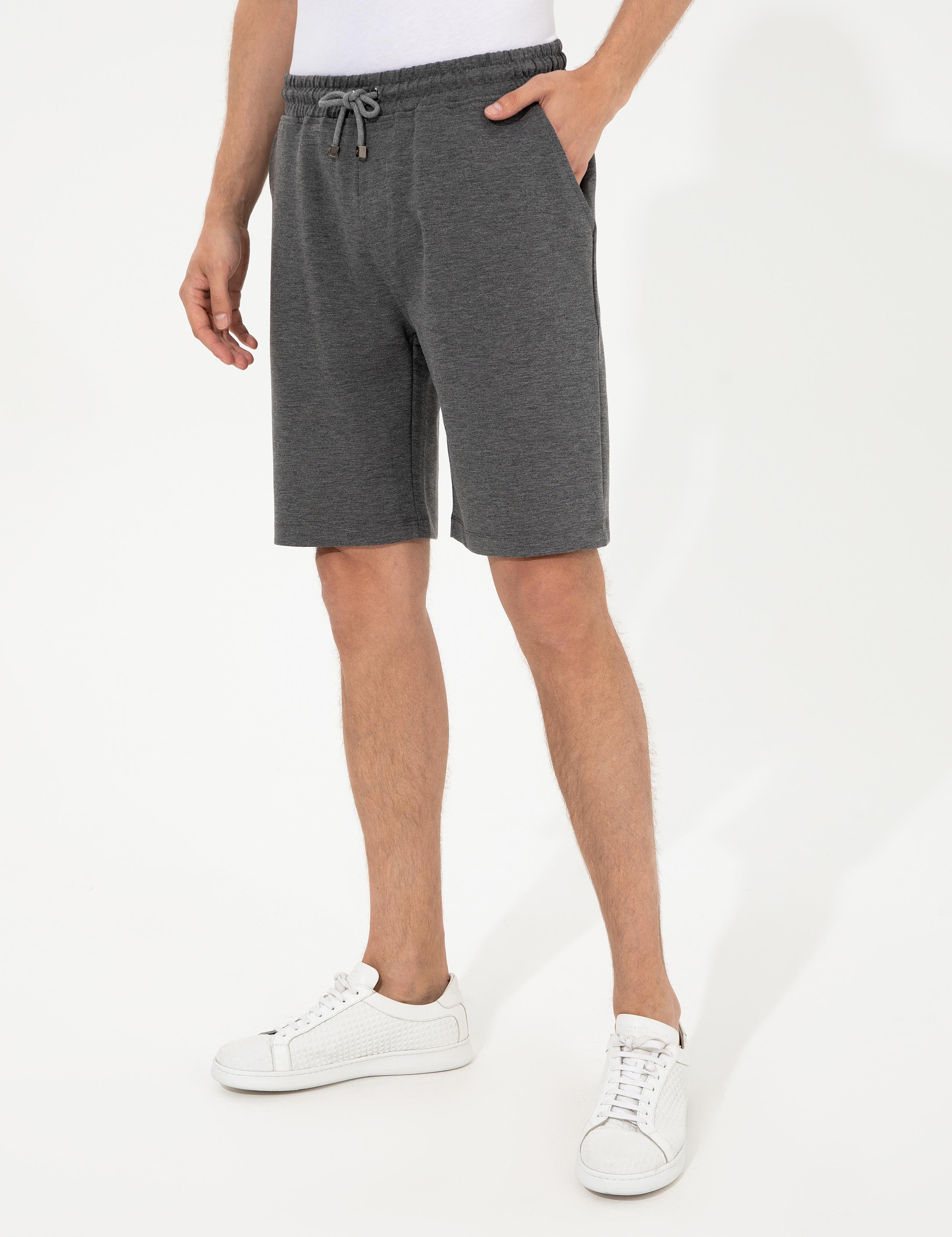 Gri Melanj Comfort Fit Örme Şort - 50251962022