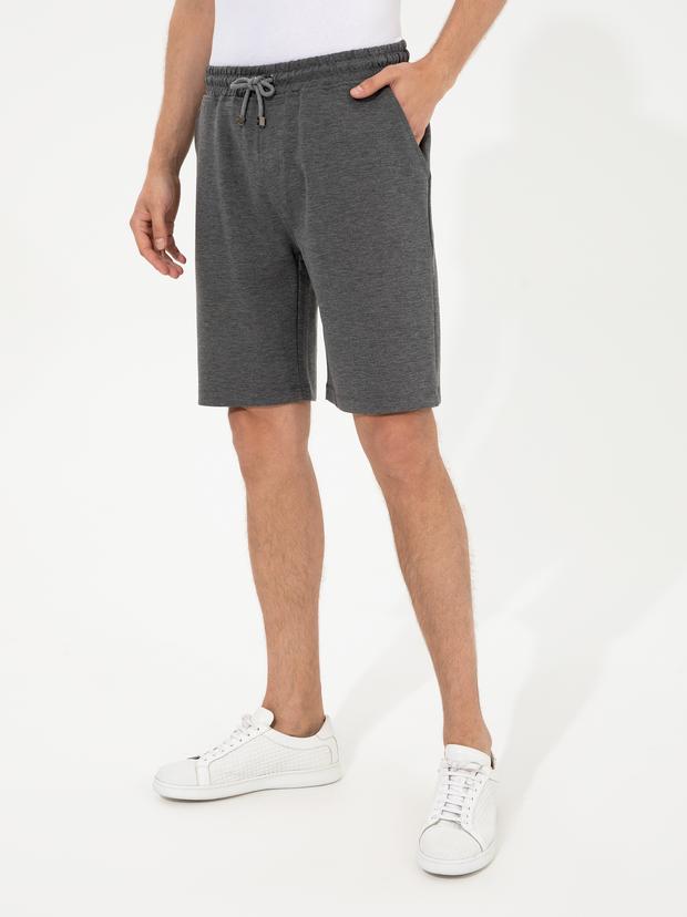 Gri Melanj Comfort Fit Örme Şort