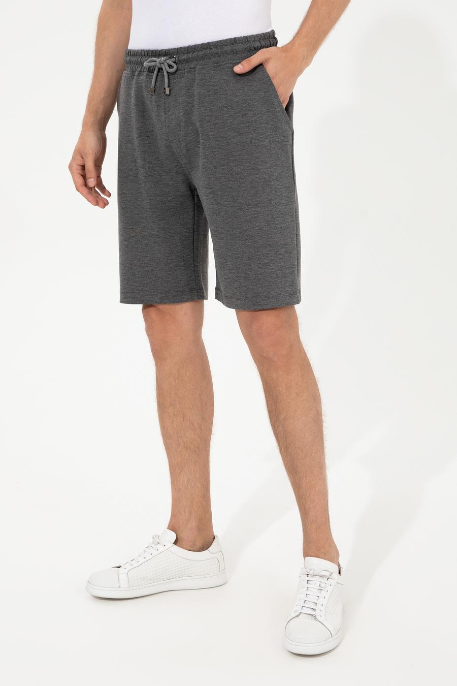 Gri Melanj Comfort Fit Örme Şort - 50251962022