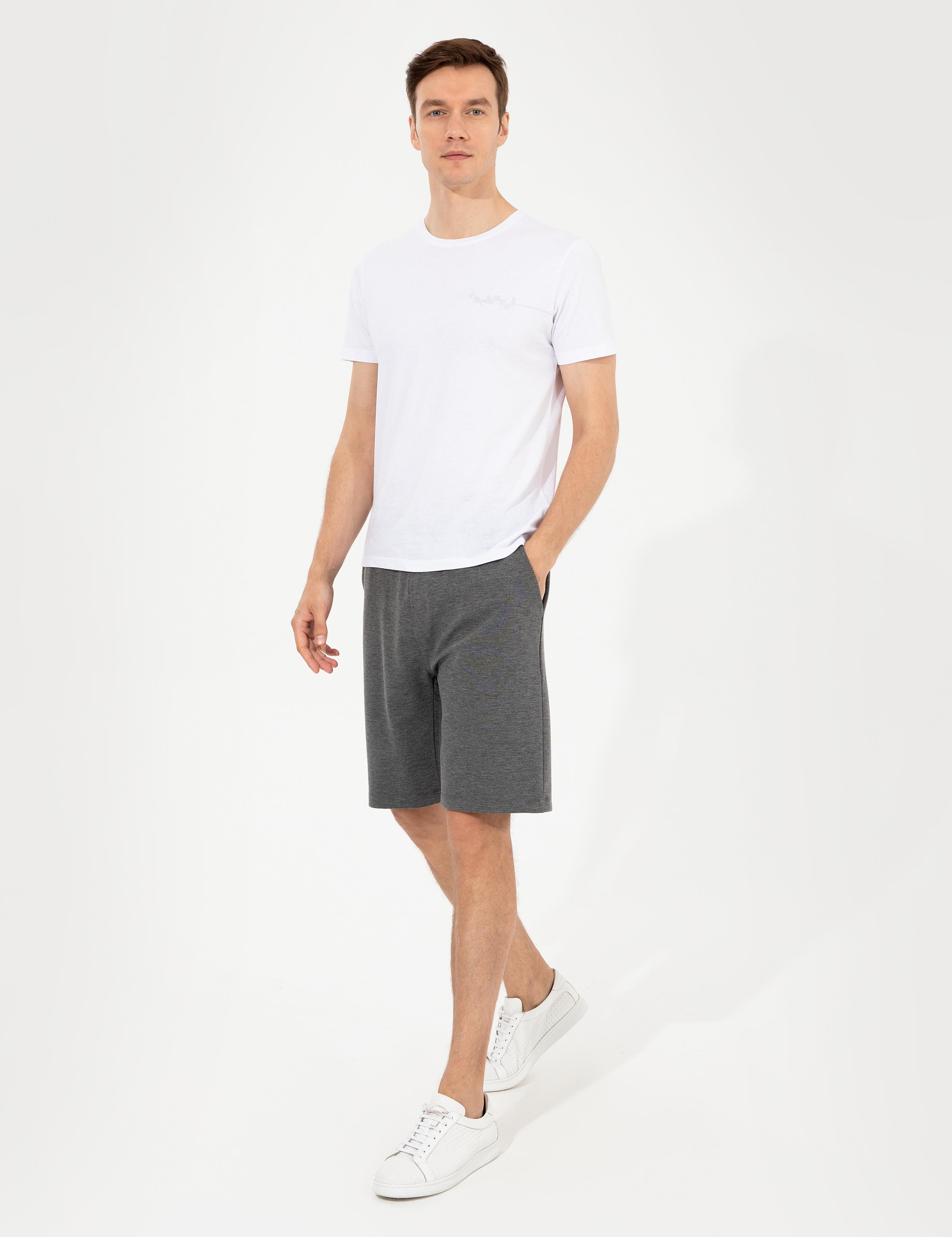 Gri Melanj Comfort Fit Örme Şort - 50251962022