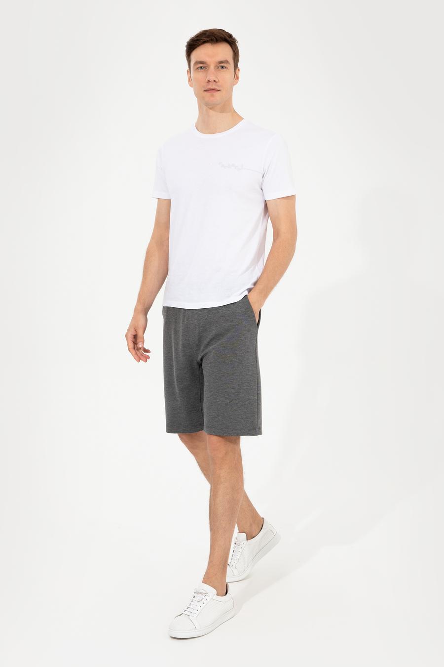 Gri Melanj Comfort Fit Örme Şort - 50251962022
