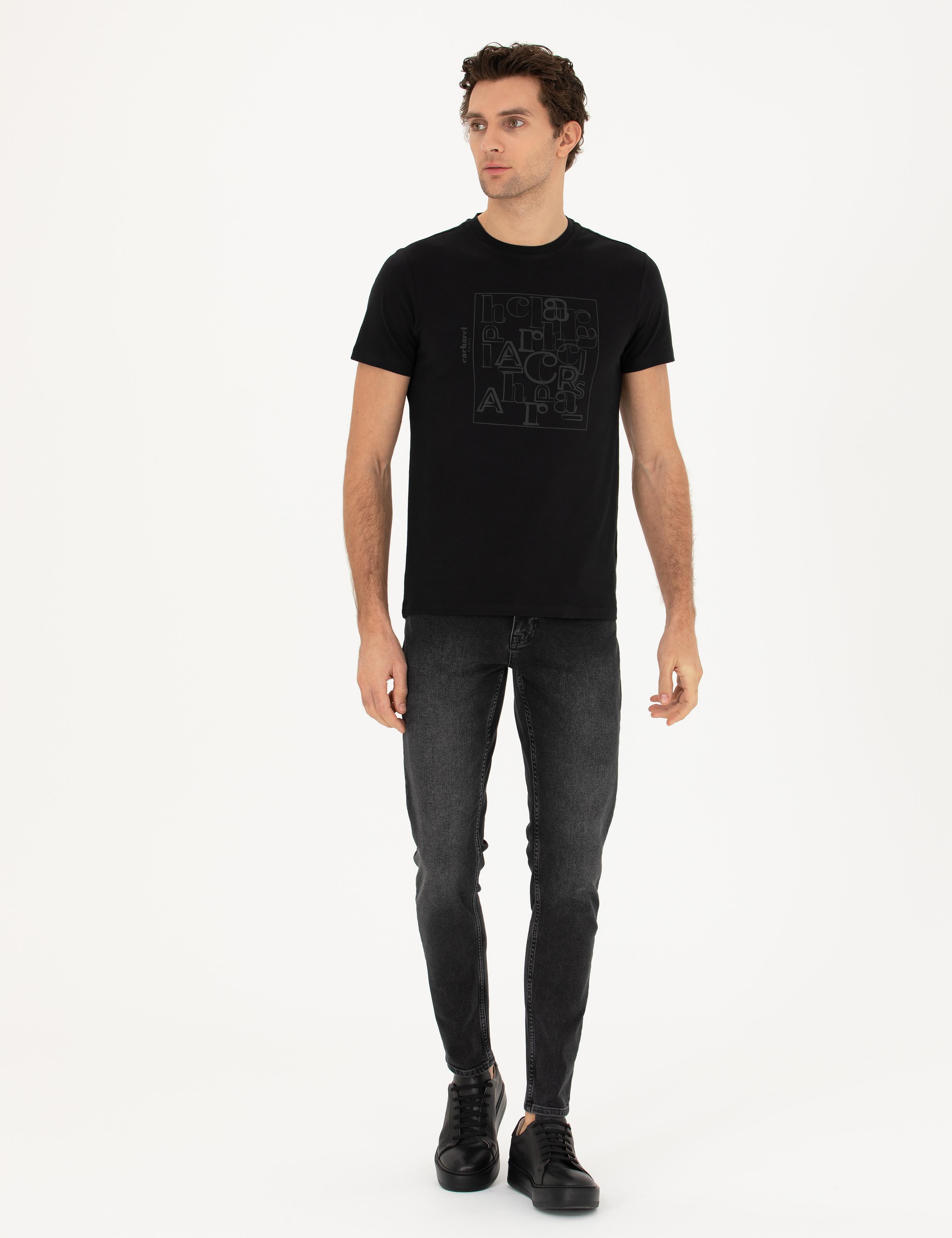 Siyah Slim Fit Bisiklet Yaka T-shirt - 50284843036