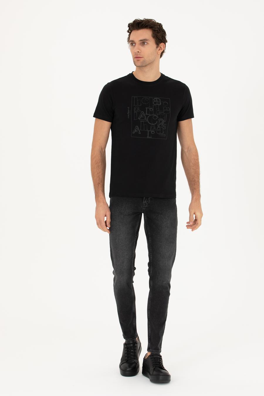 Siyah Slim Fit Bisiklet Yaka T-shirt - 50284843036