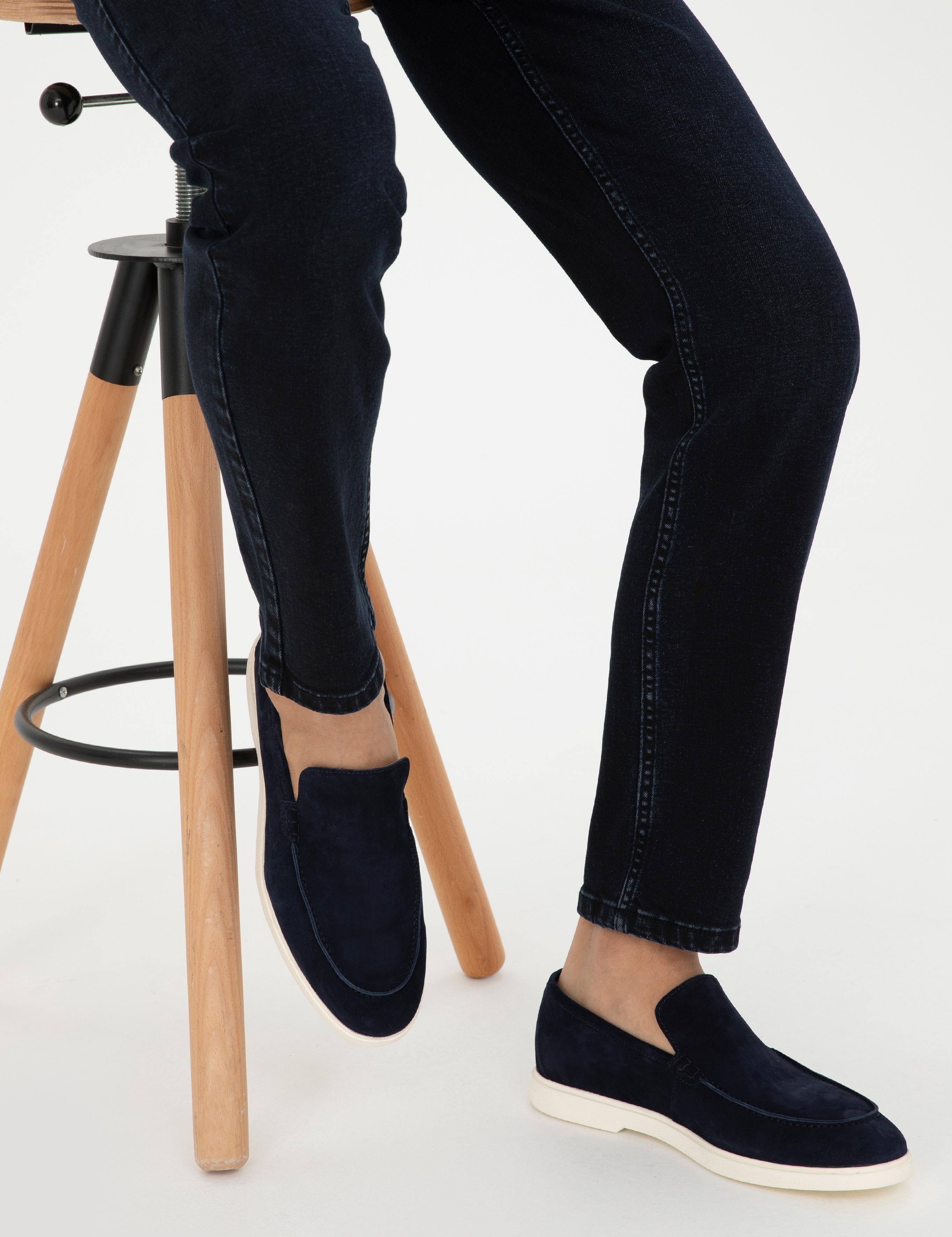 Lacivert Eva Taban %100 Deri Loafer Ayakkabı - 50287554037