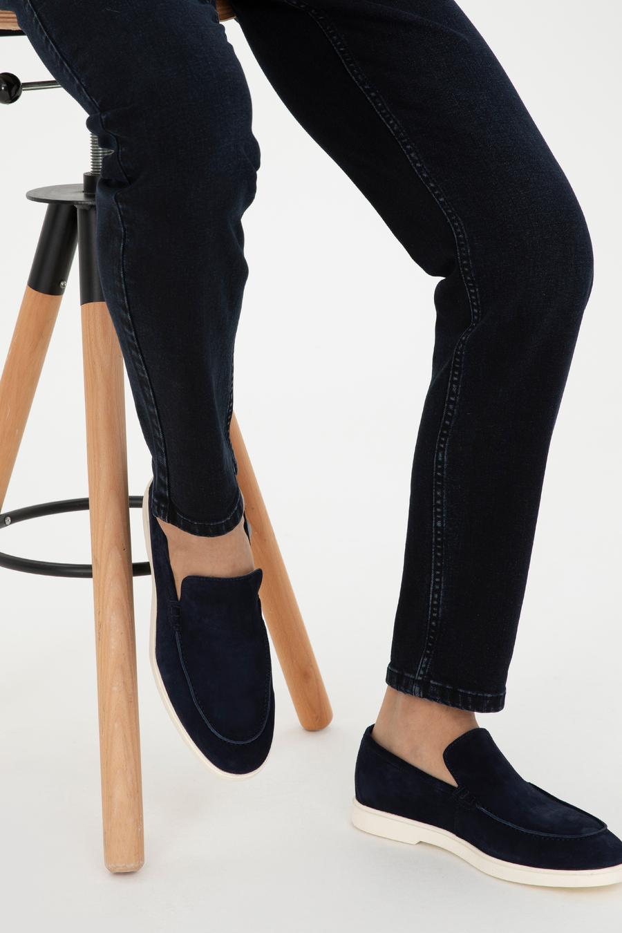Lacivert Eva Taban %100 Deri Loafer Ayakkabı - 50287554037