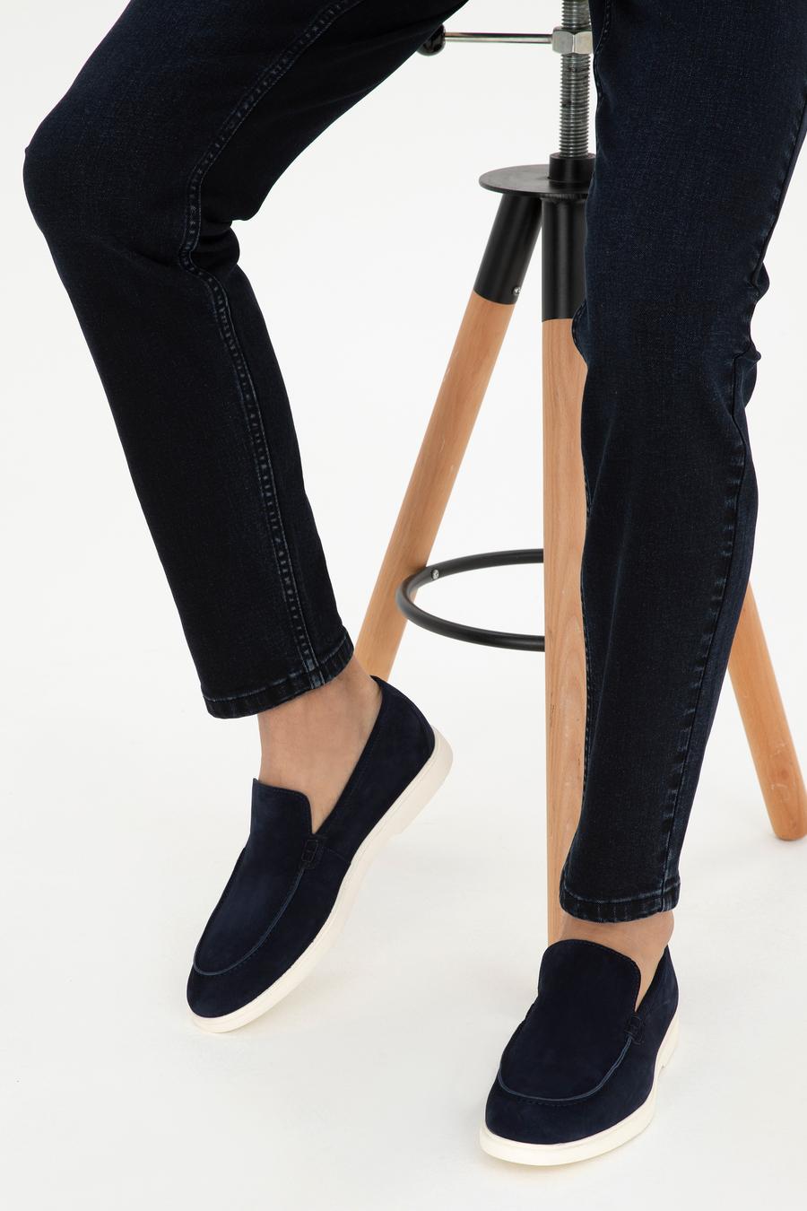Lacivert Eva Taban %100 Deri Loafer Ayakkabı - 50287554037
