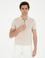 Ekru Slim Fit Keten Karışımlı  Polo Yaka Triko T-Shirt