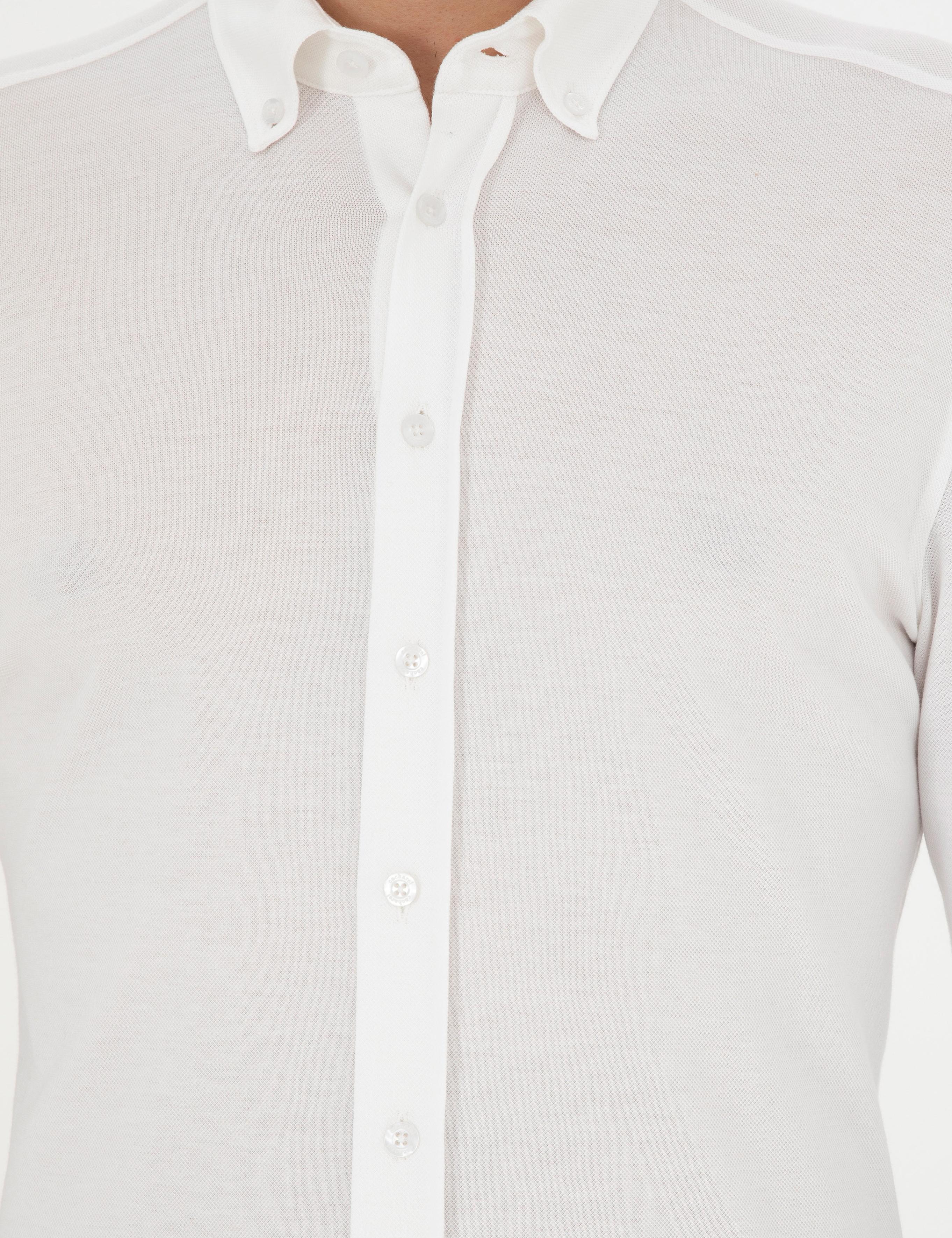 Beyaz Slim Fit Pamuk Karışımlı Gömlek - 50287865037