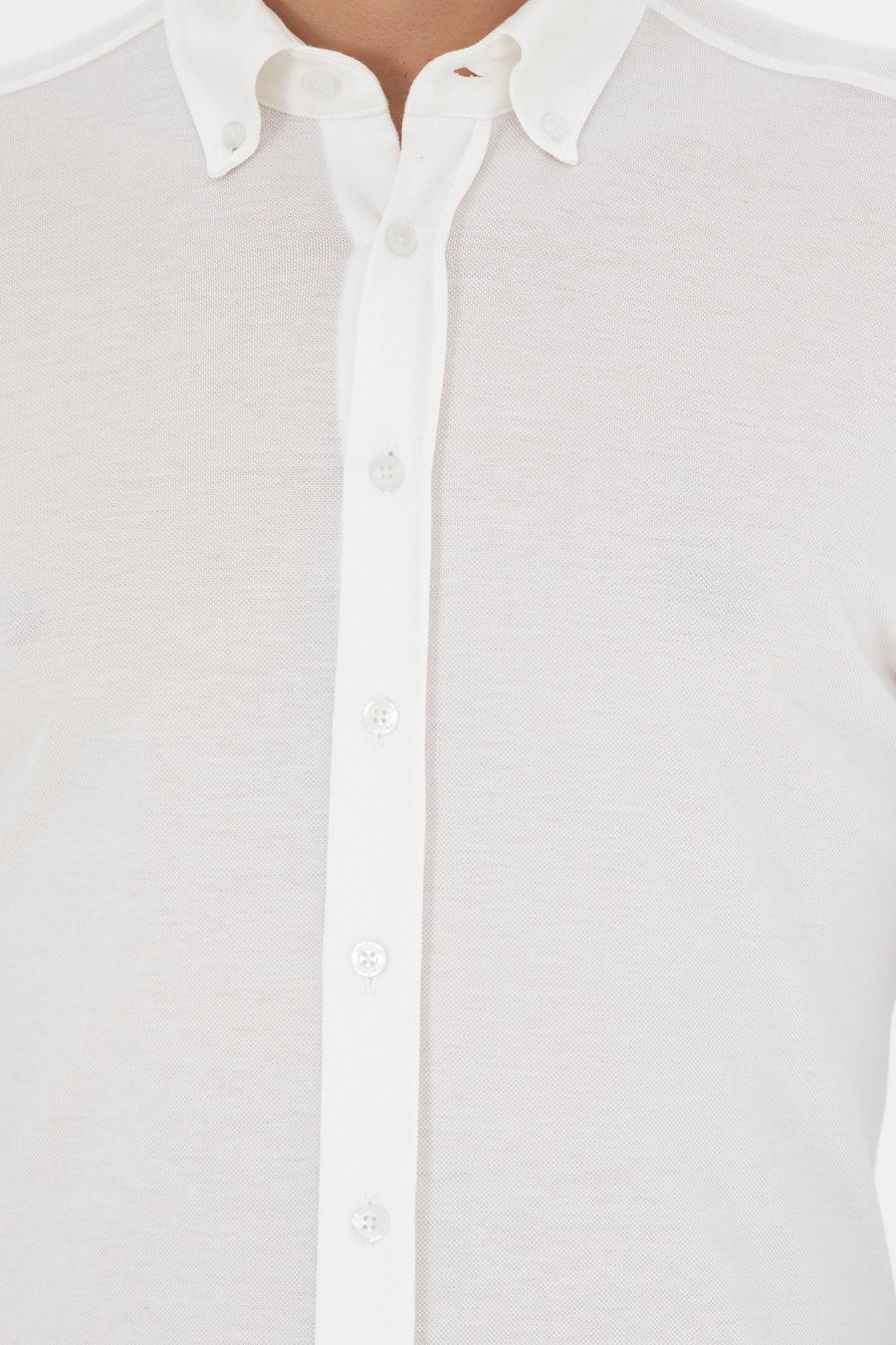 Beyaz Slim Fit Pamuk Karışımlı Gömlek - 50287865037