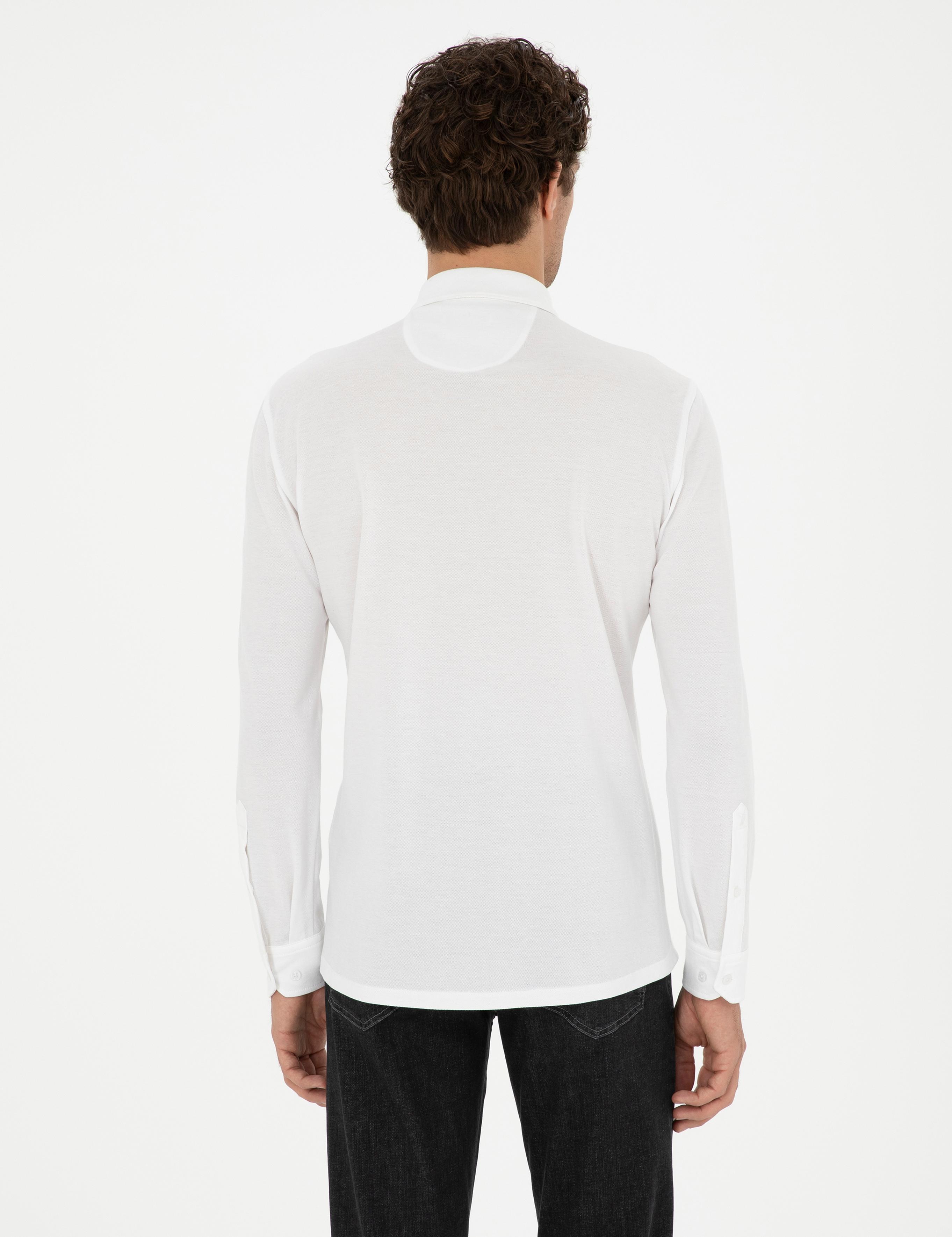 Beyaz Slim Fit Pamuk Karışımlı Gömlek - 50287865037