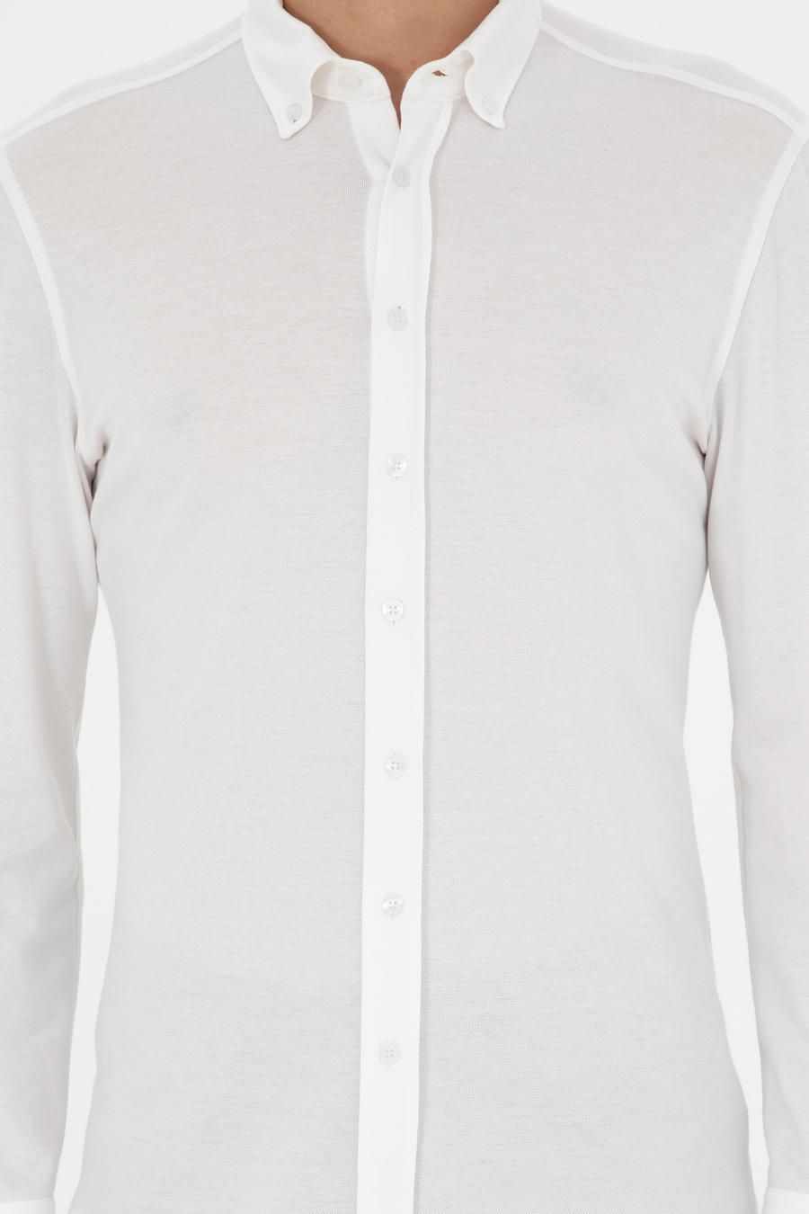 Beyaz Slim Fit Pamuk Karışımlı Gömlek - 50287865037