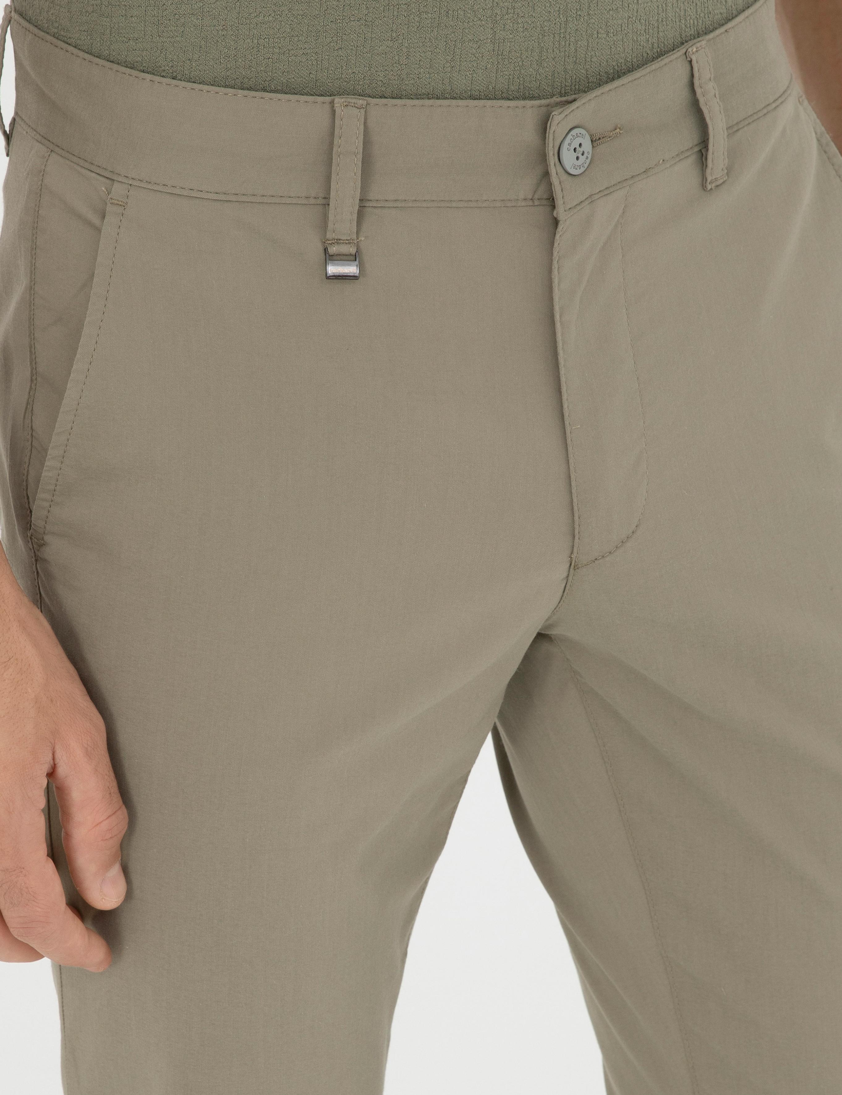 Yeşil Slim Fit Pamuk Karışımlı Kanvas Pantolon - 50285616108