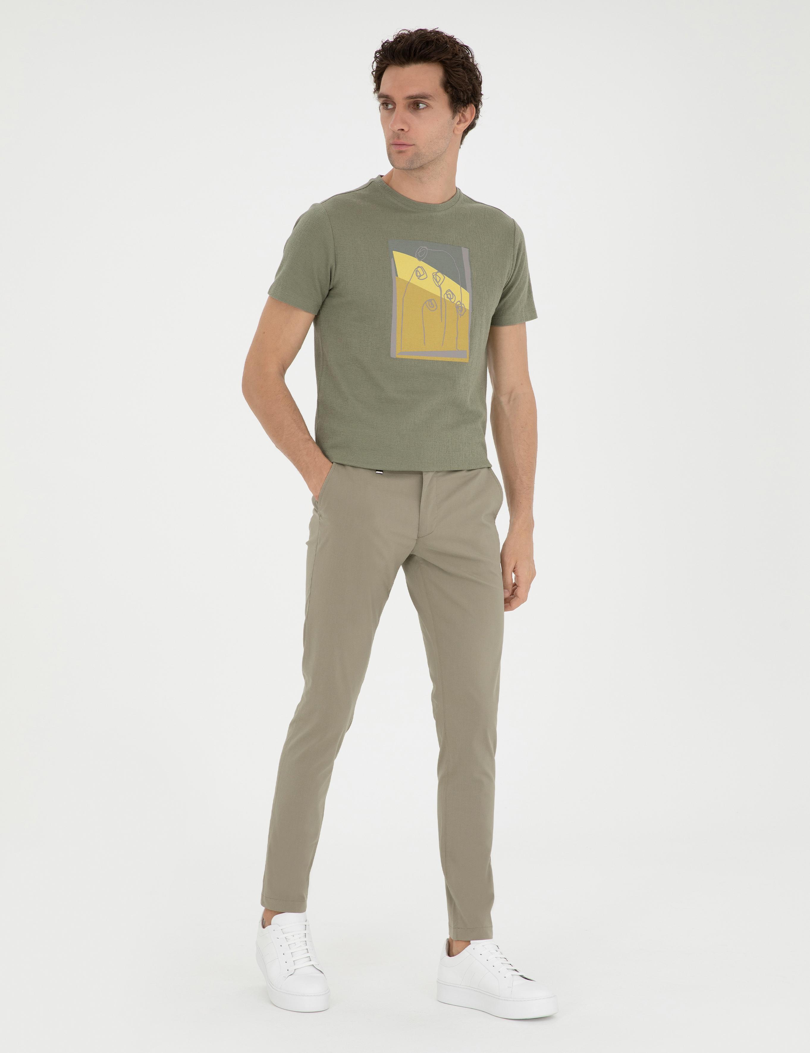 Yeşil Slim Fit Pamuk Karışımlı Kanvas Pantolon - 50285616108