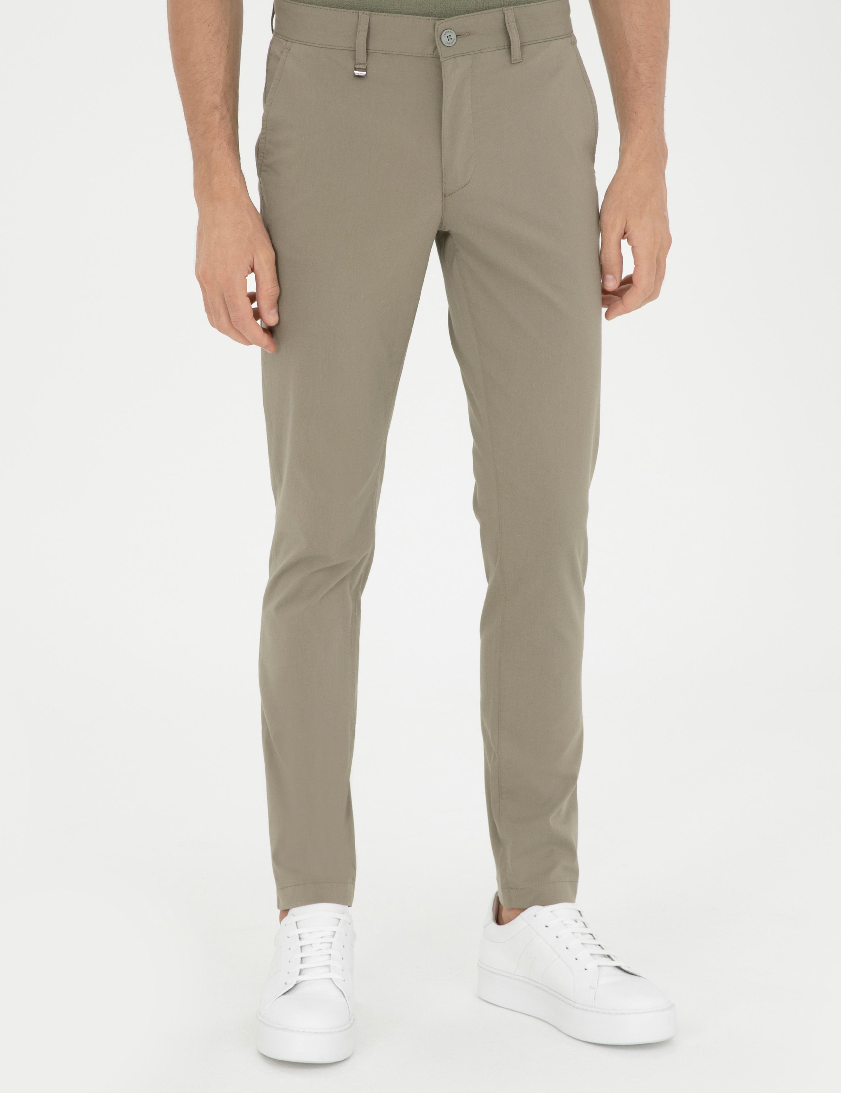 Yeşil Slim Fit Pamuk Karışımlı Kanvas Pantolon - 50285616108