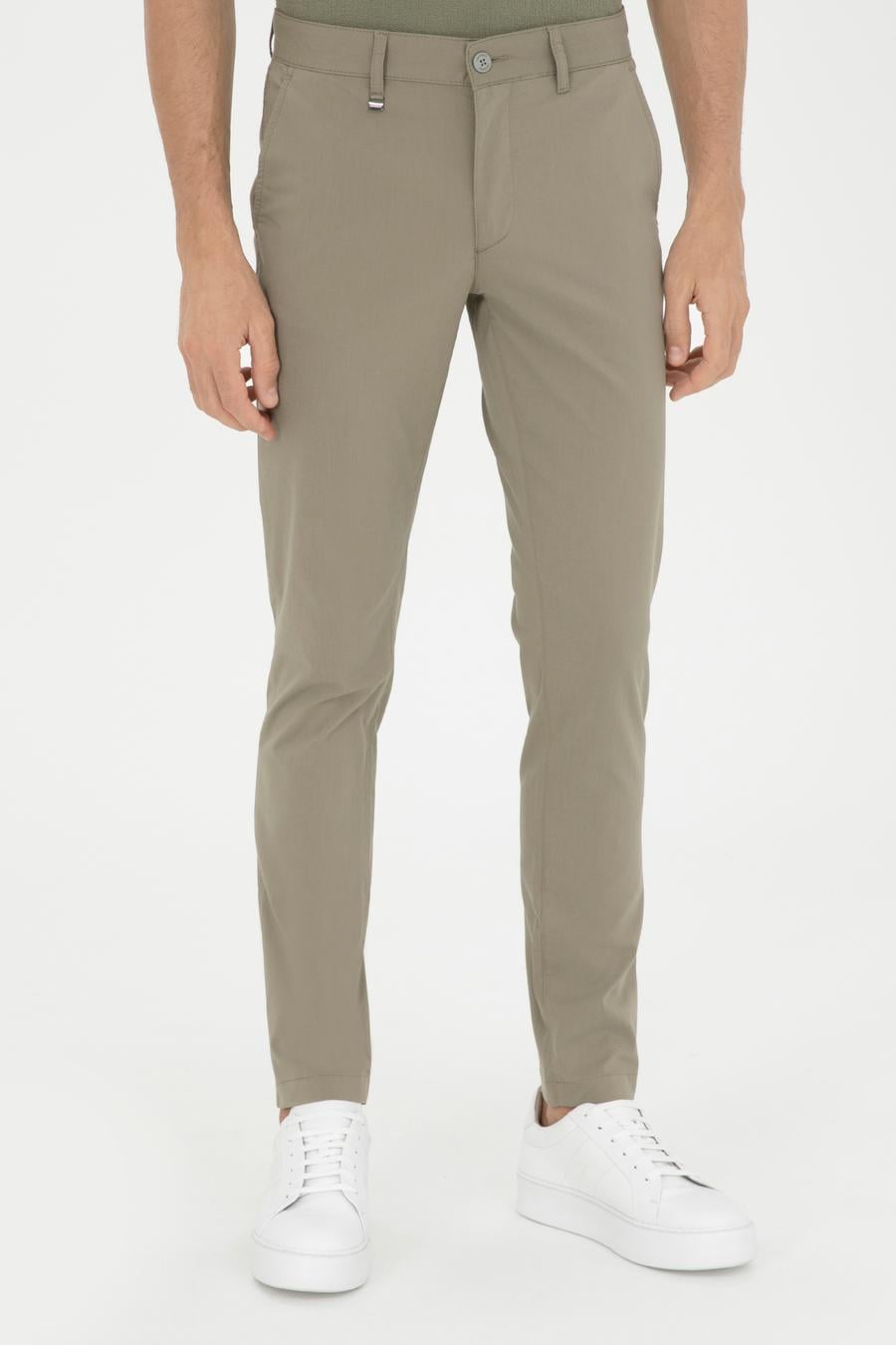 Yeşil Slim Fit Pamuk Karışımlı Kanvas Pantolon - 50285616108