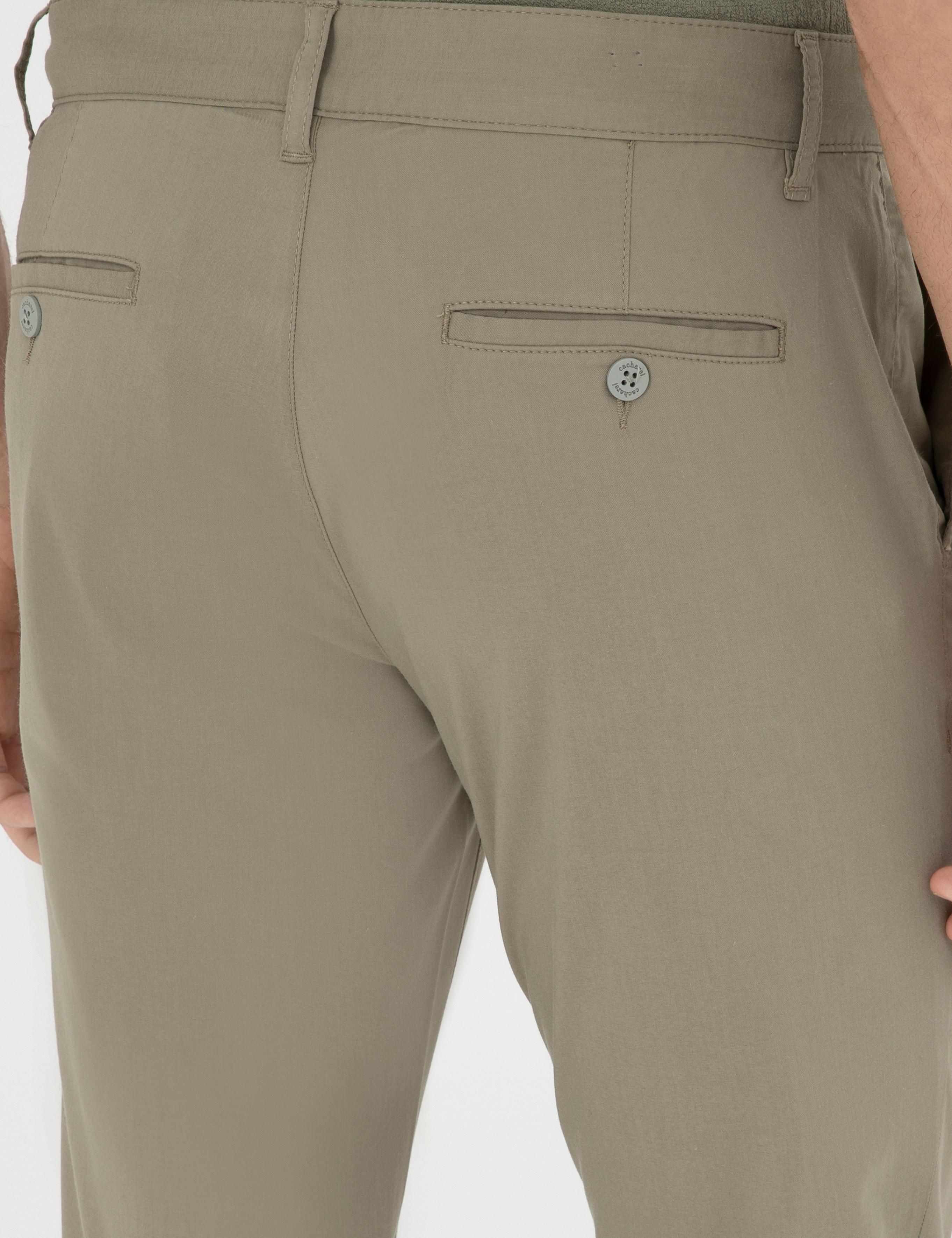 Yeşil Slim Fit Pamuk Karışımlı Kanvas Pantolon - 50285616108