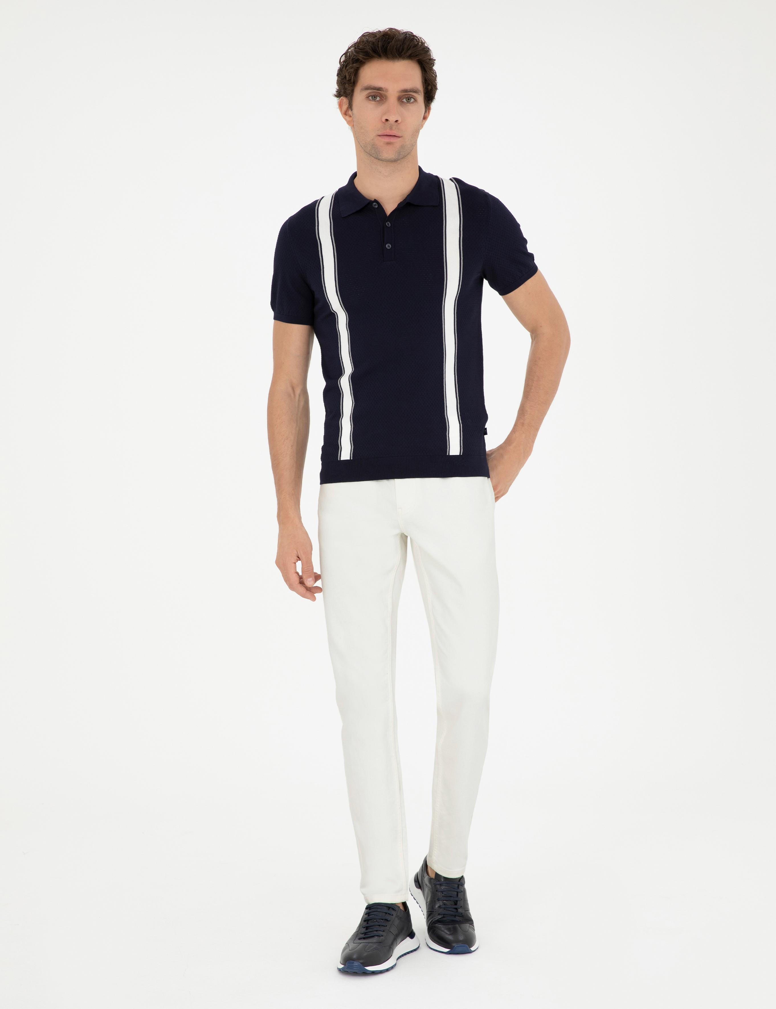 Lacivert Slim Fit Polo Yaka Triko T-Shirt - 50288820021