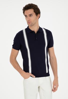 Lacivert Slim Fit Polo Yaka Triko T-Shirt