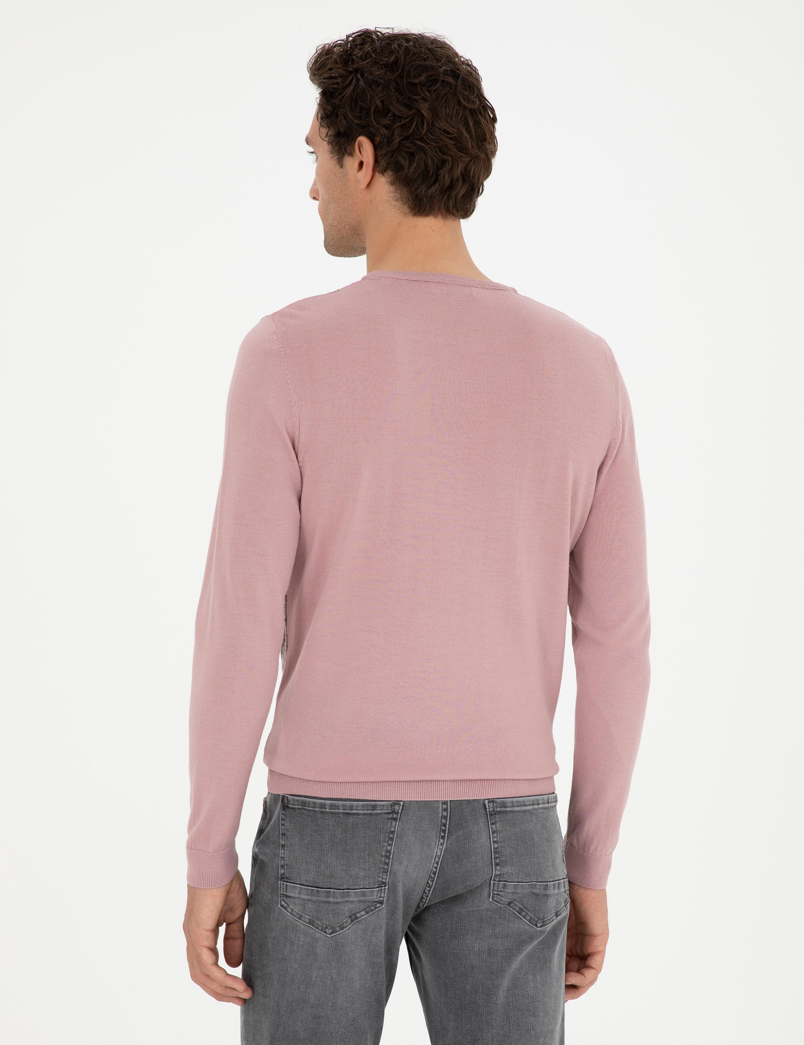 Pudra Slim Fit Yün Karışımlı Bisiklet Yaka Triko Kazak - 50271653091