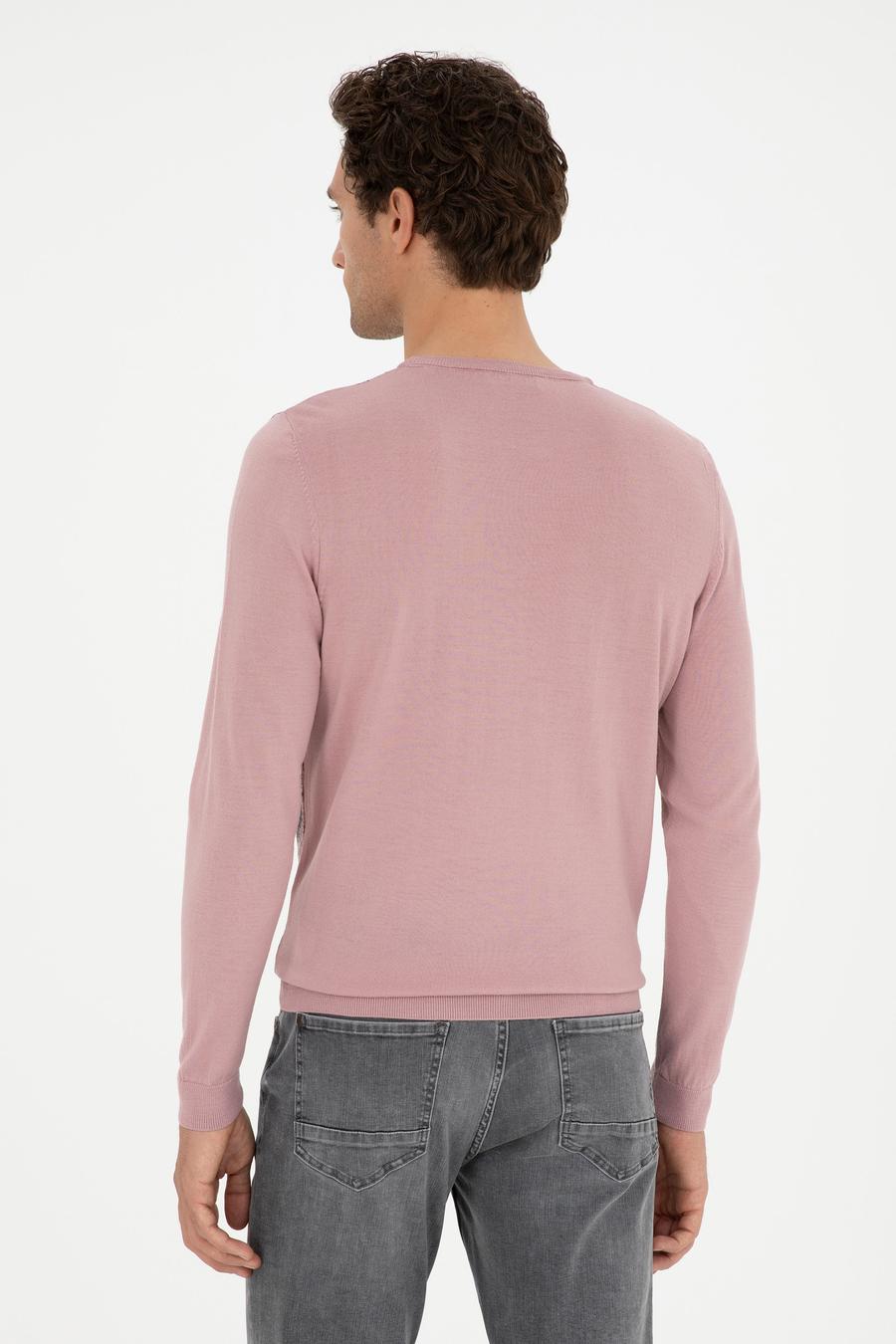 Pudra Slim Fit Yün Karışımlı Bisiklet Yaka Triko Kazak - 50271653091