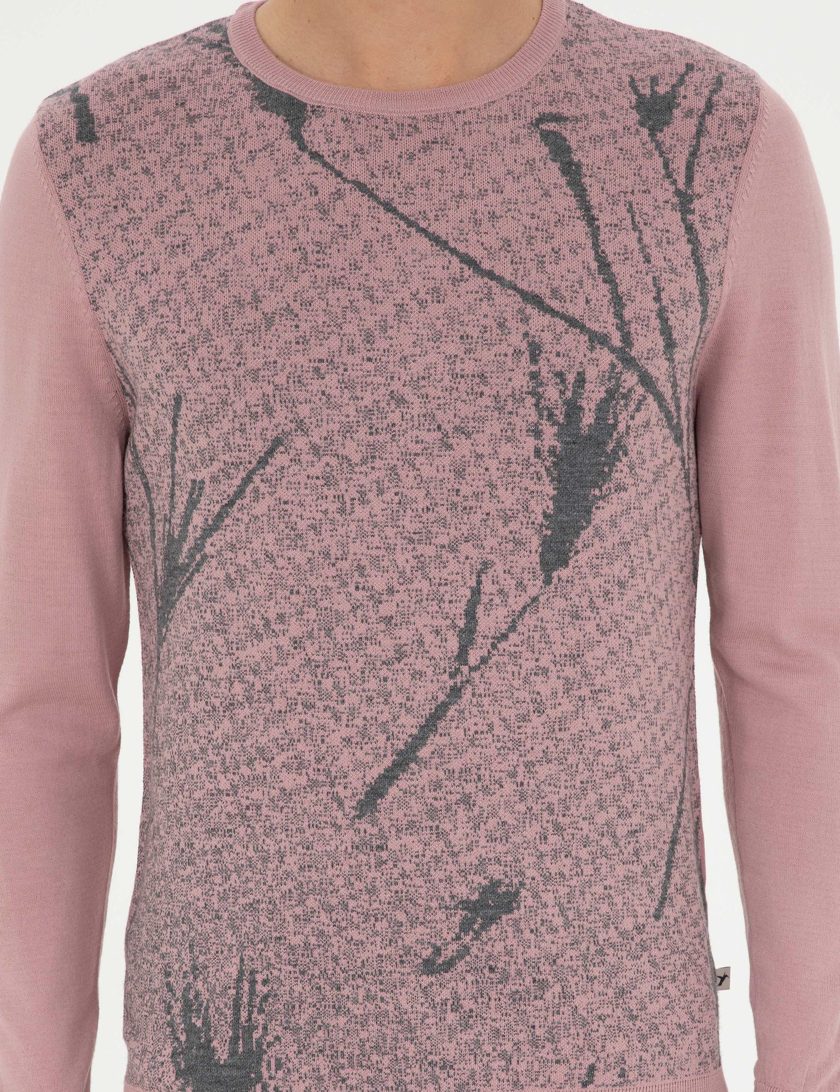 Pudra Slim Fit Yün Karışımlı Bisiklet Yaka Triko Kazak - 50271653091