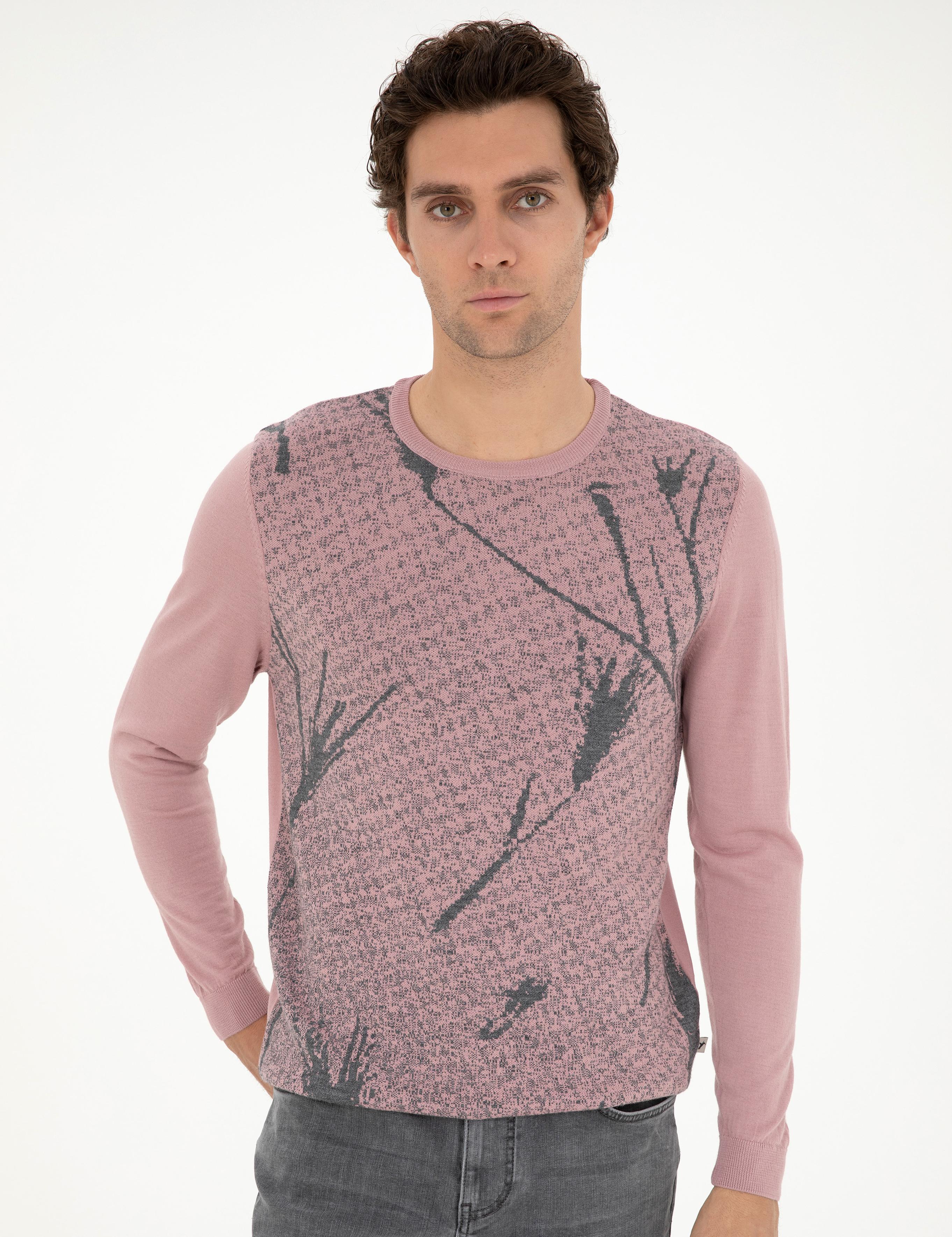 Pudra Slim Fit Yün Karışımlı Bisiklet Yaka Triko Kazak - 50271653091