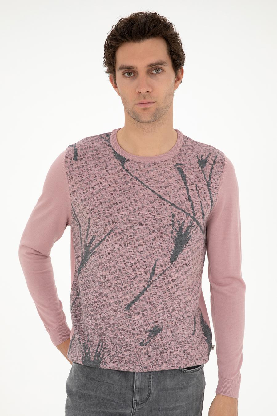 Pudra Slim Fit Yün Karışımlı Bisiklet Yaka Triko Kazak - 50271653091