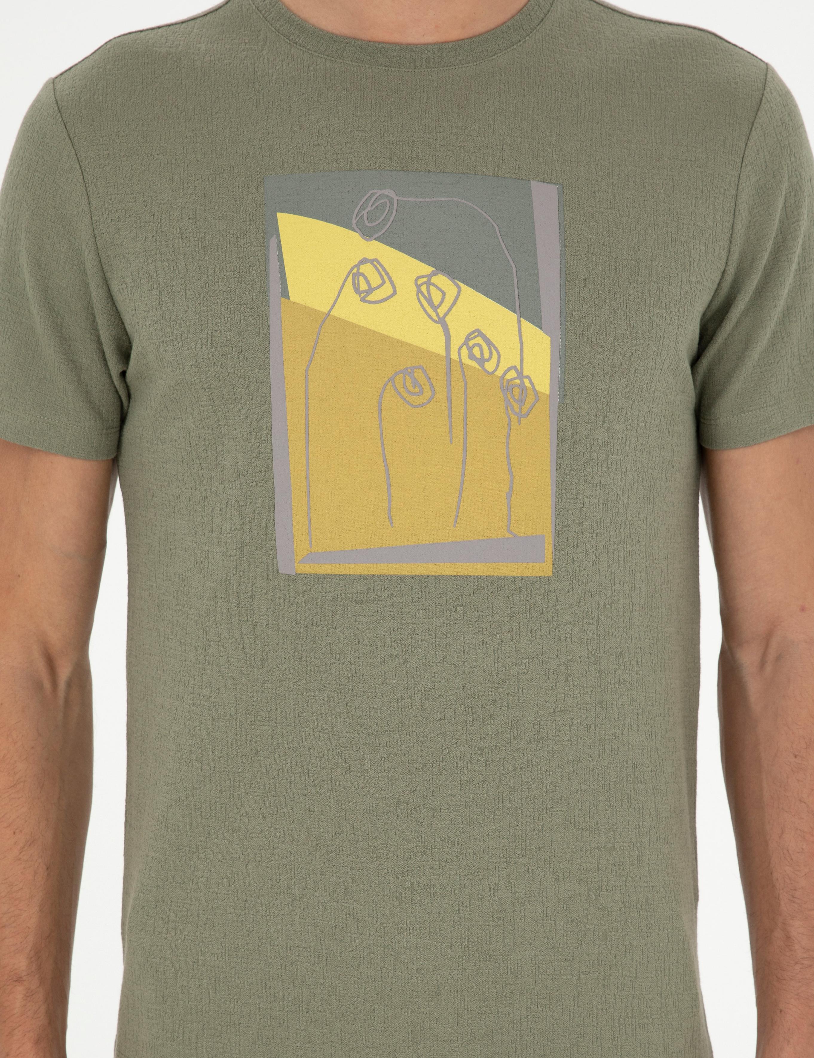 Haki Slim Fit Bisiklet Yaka T-shirt - 50284378013