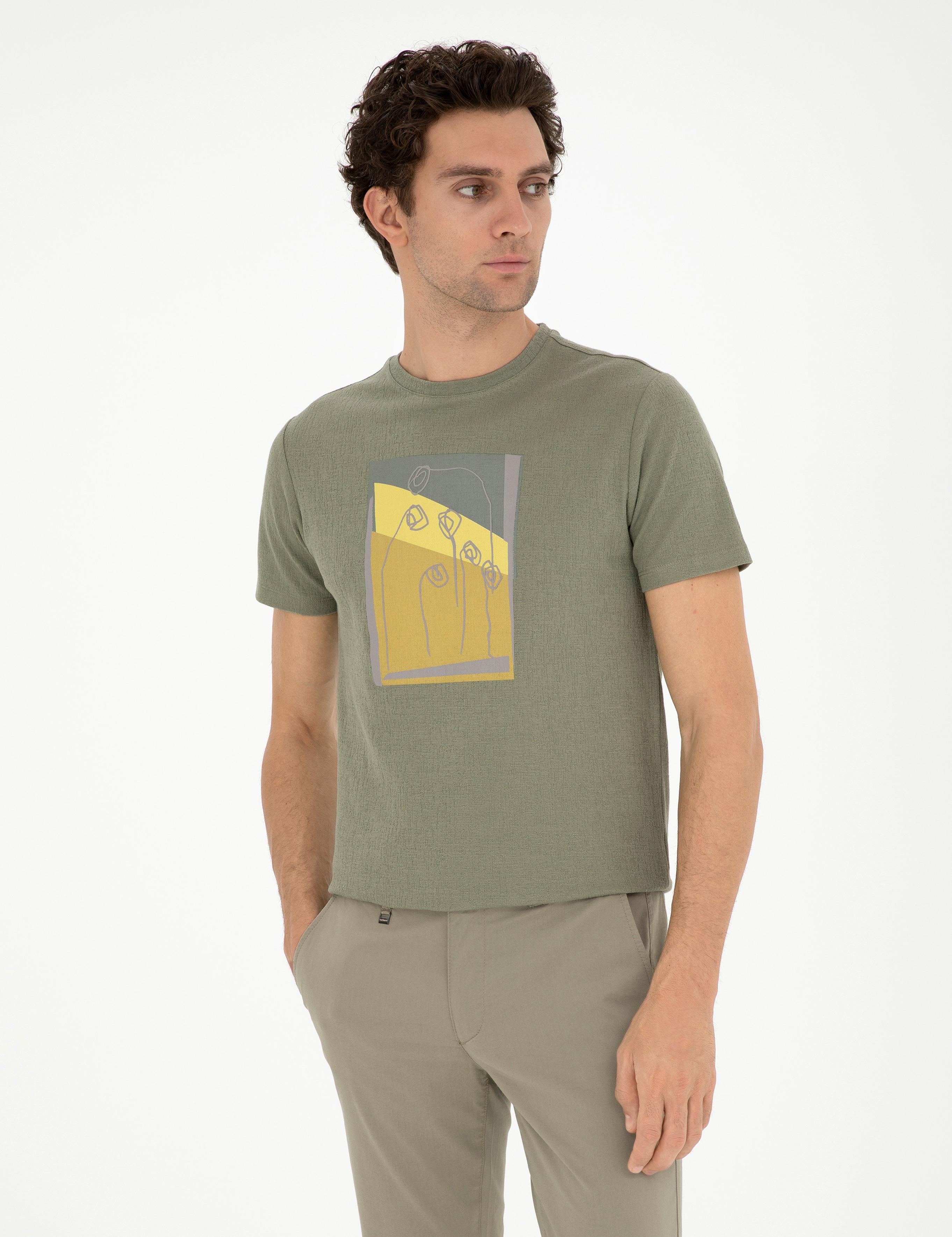 Haki Slim Fit Bisiklet Yaka T-shirt - 50284378013