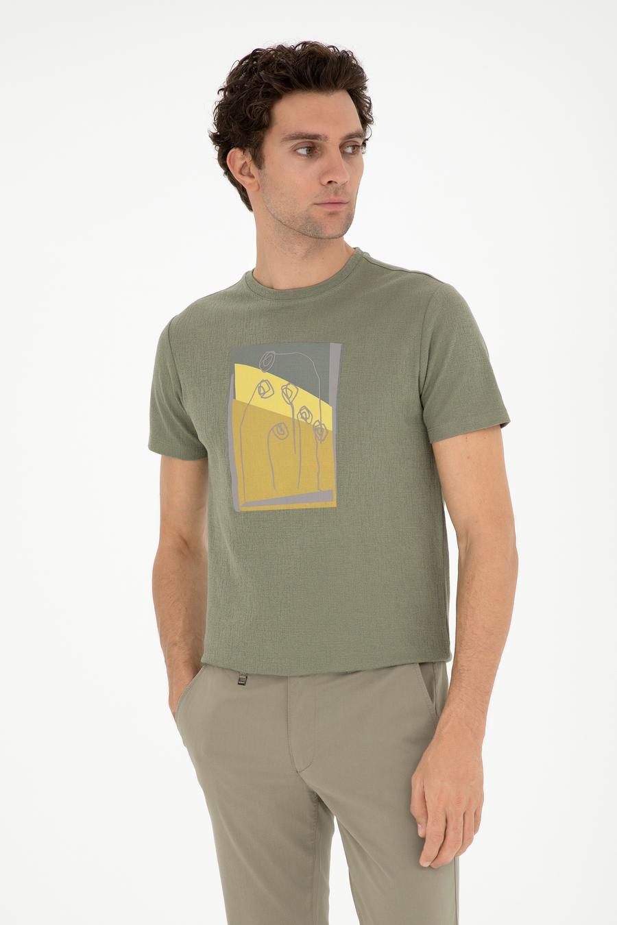 Haki Slim Fit Bisiklet Yaka T-shirt - 50284378013
