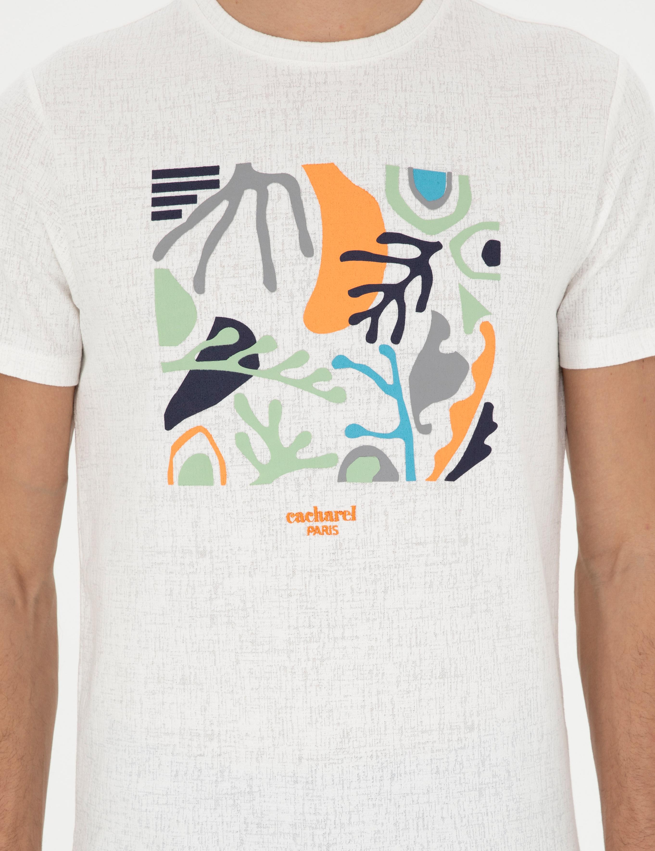Beyaz Slim Fit Bisiklet Yaka T-shirt - 50284398001