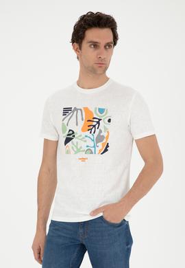 Beyaz Slim Fit Bisiklet Yaka T-shirt