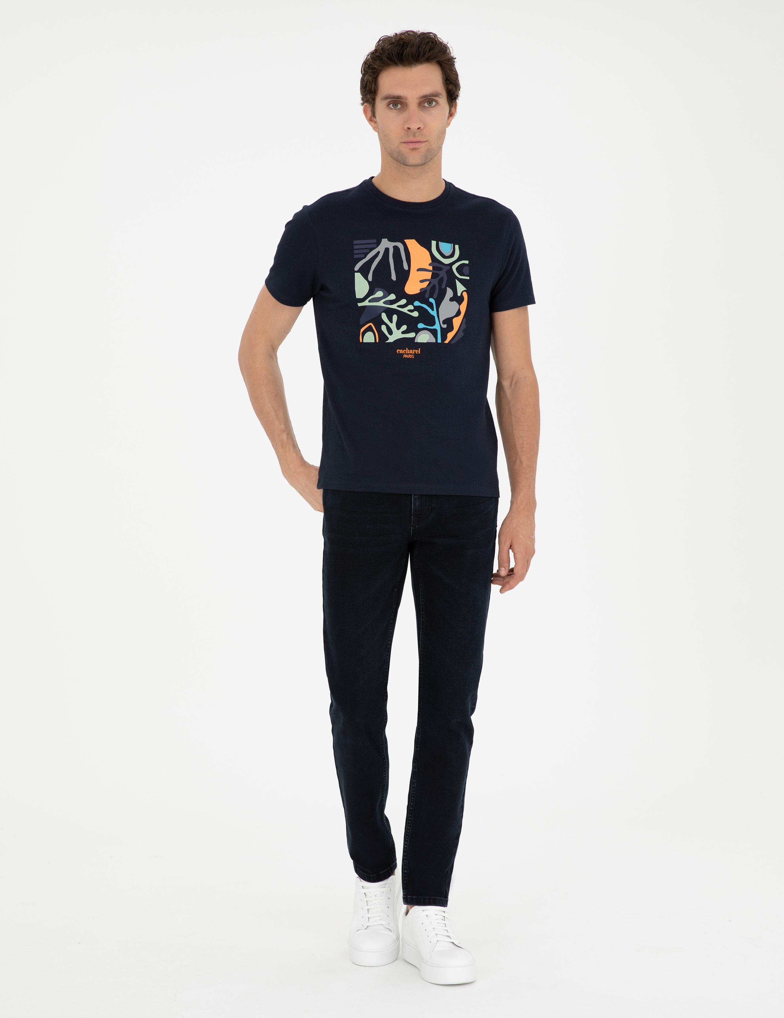Lacivert Slim Fit Bisiklet Yaka T-shirt - 50284398013