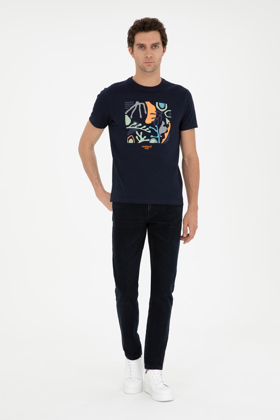 Lacivert Slim Fit Bisiklet Yaka T-shirt - 50284398013