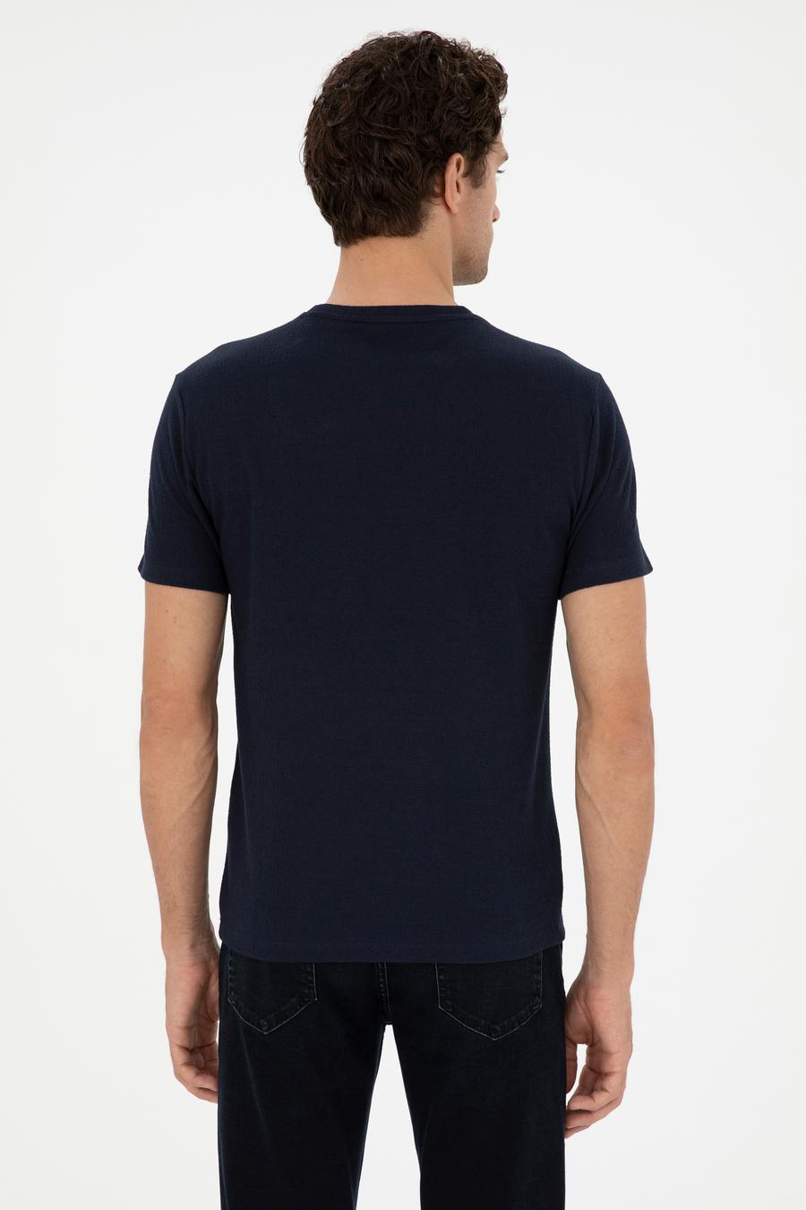 Lacivert Slim Fit Bisiklet Yaka T-shirt - 50284398013