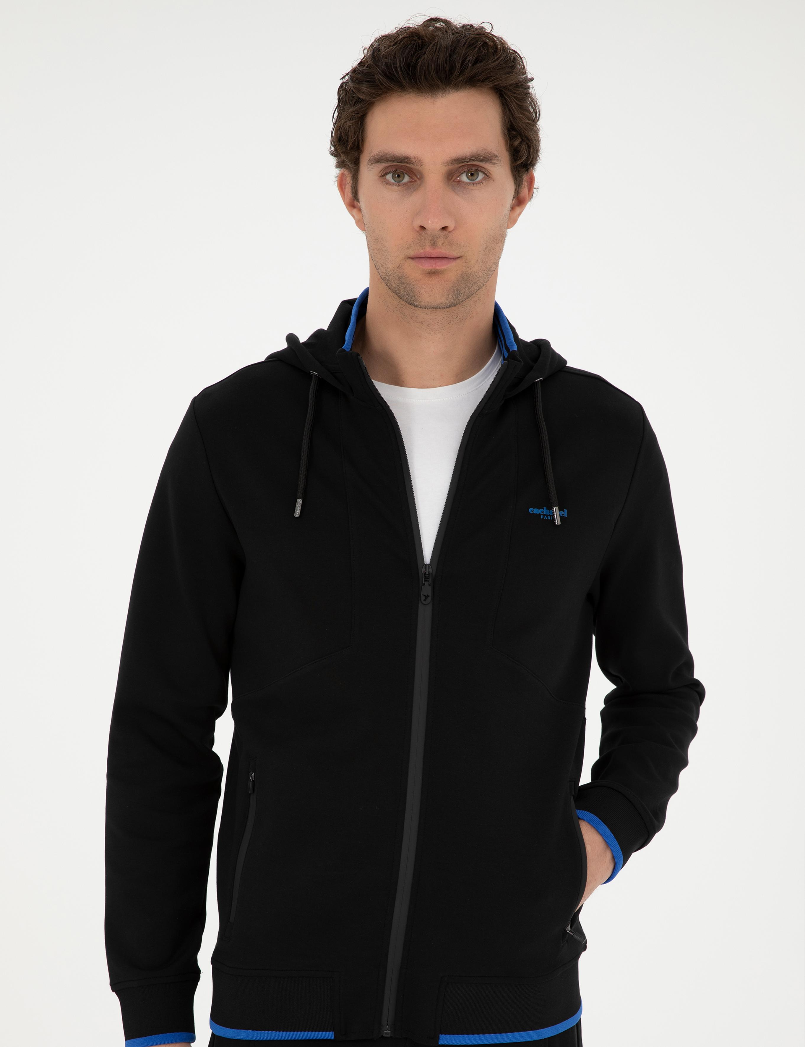 Siyah Regular Fit Kapüşonlu Sweatshirt - 50284611002