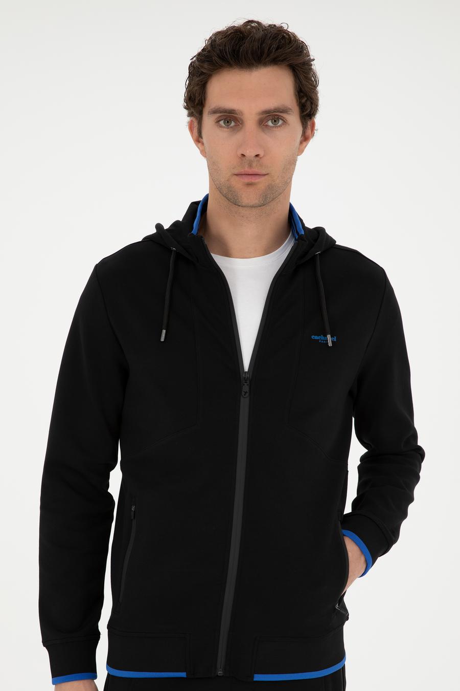 Siyah Regular Fit Kapüşonlu Sweatshirt - 50284611002