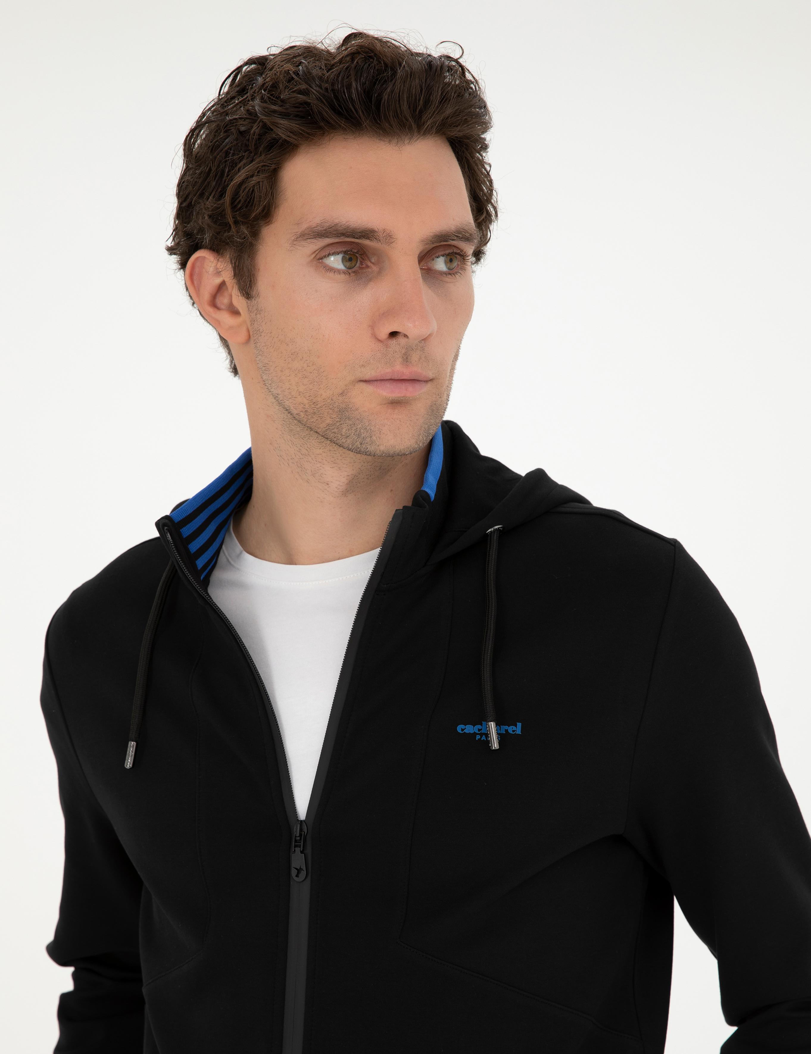 Siyah Regular Fit Kapüşonlu Sweatshirt - 50284611002