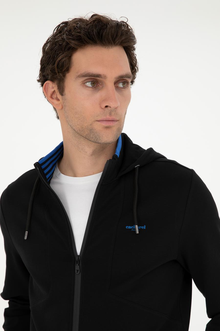 Siyah Regular Fit Kapüşonlu Sweatshirt - 50284611002