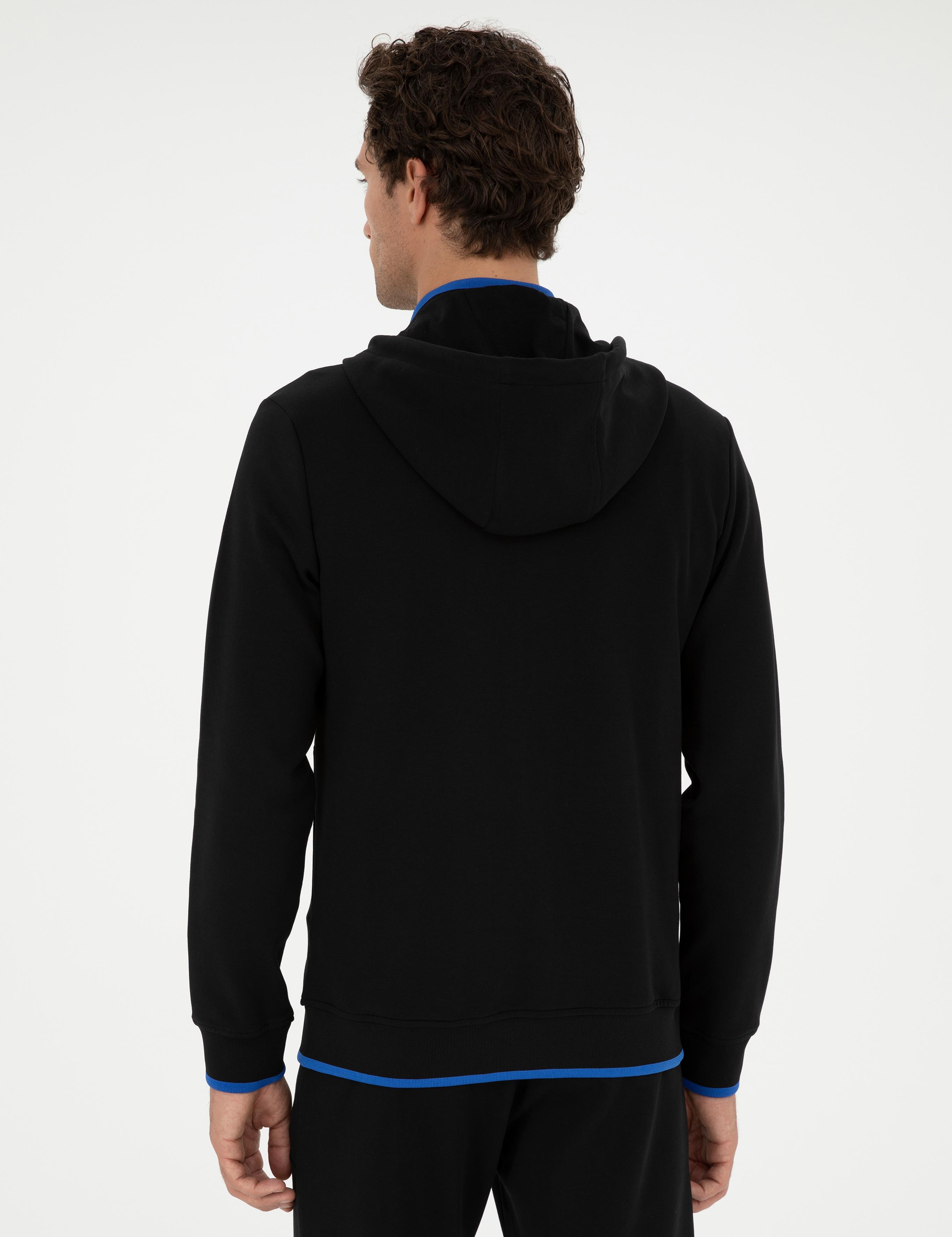 Siyah Regular Fit Kapüşonlu Sweatshirt - 50284611002