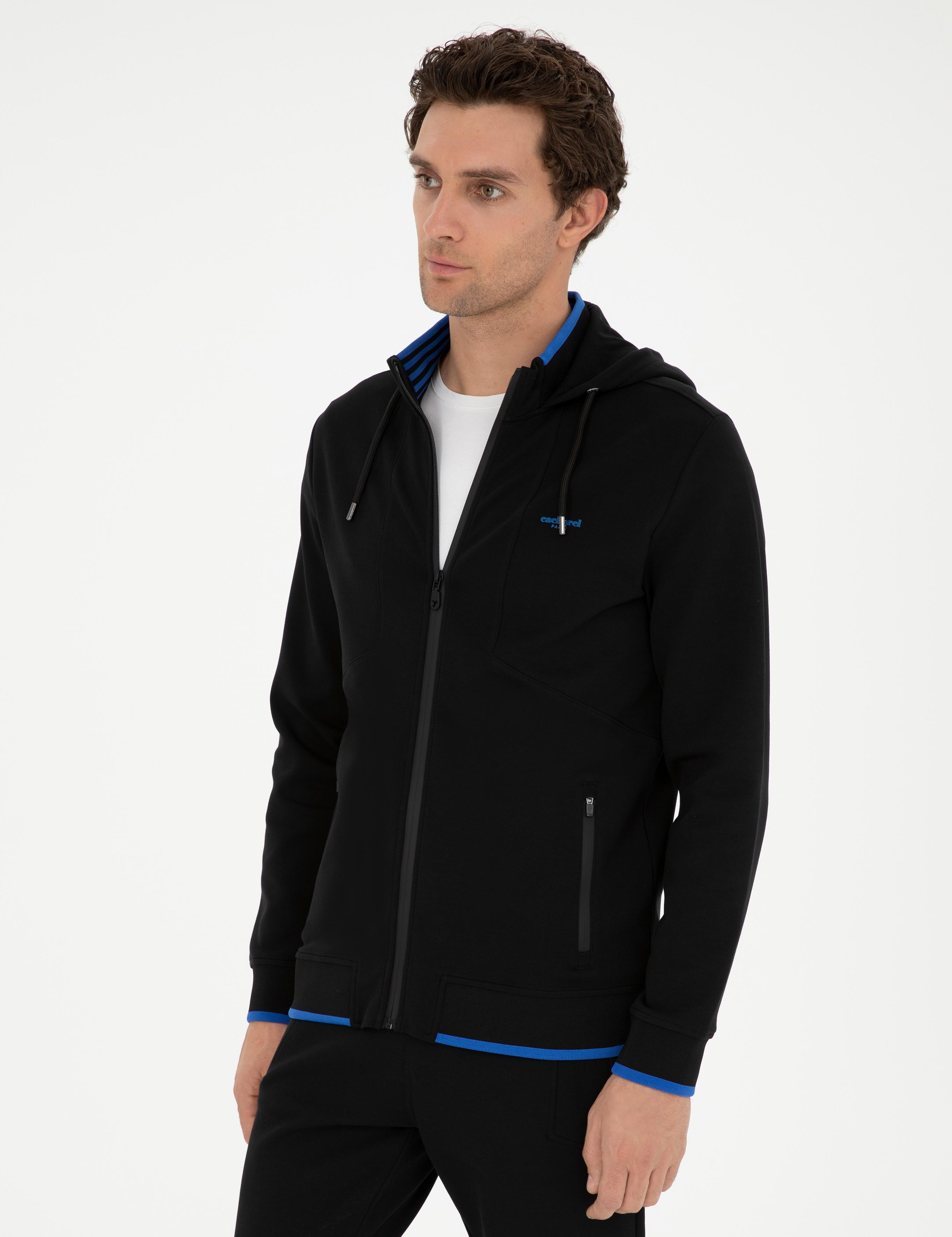 Siyah Regular Fit Kapüşonlu Sweatshirt - 50284611002