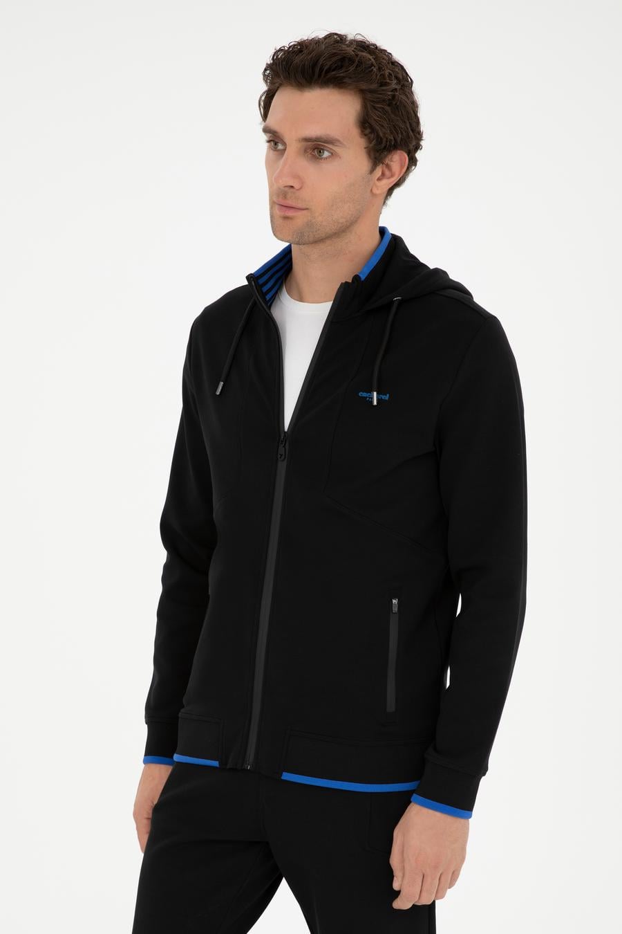 Siyah Regular Fit Kapüşonlu Sweatshirt - 50284611002