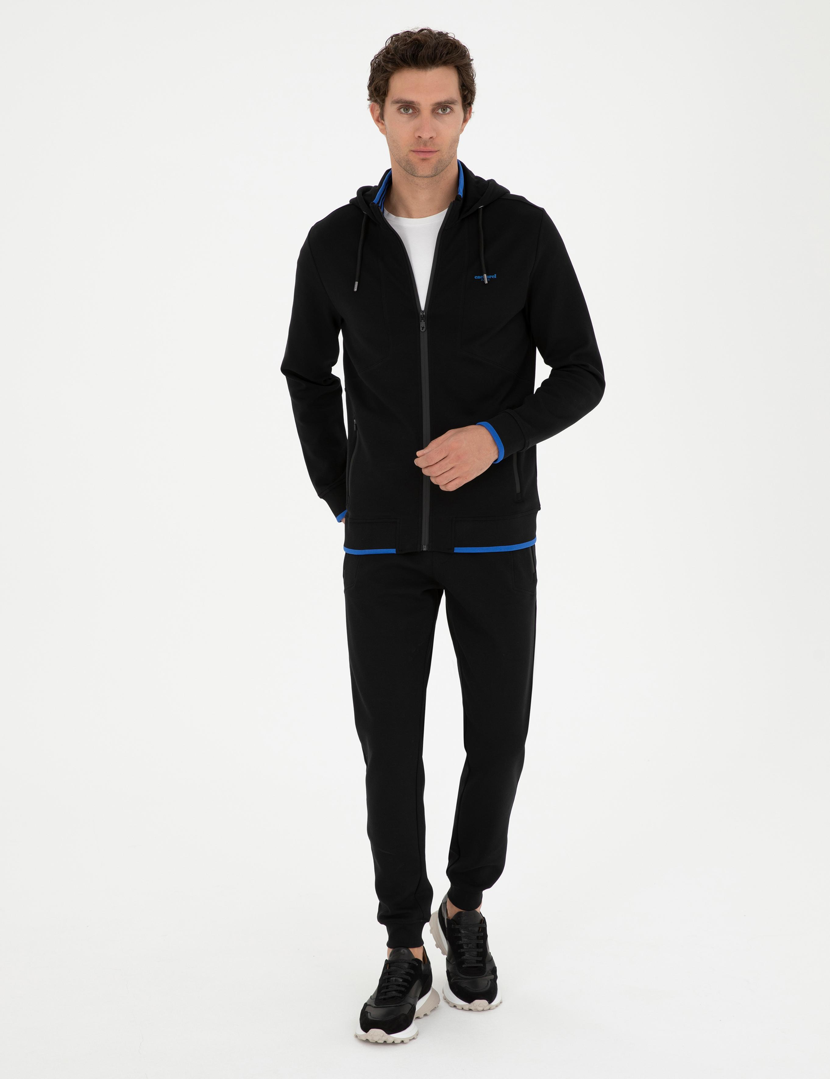 Siyah Regular Fit Kapüşonlu Sweatshirt - 50284611002