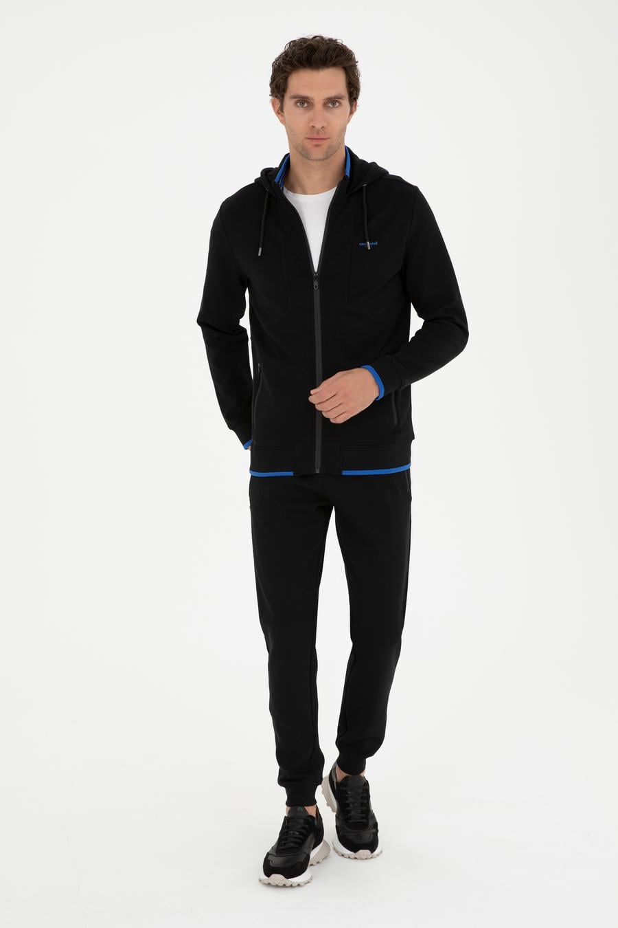 Siyah Regular Fit Kapüşonlu Sweatshirt - 50284611002