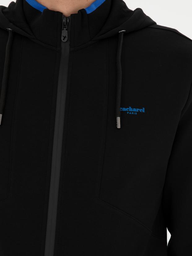 Siyah Regular Fit Kapüşonlu Sweatshirt