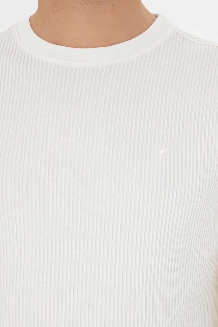 Beyaz Slim Fit Bisiklet Yaka T-shirt - 50286258014