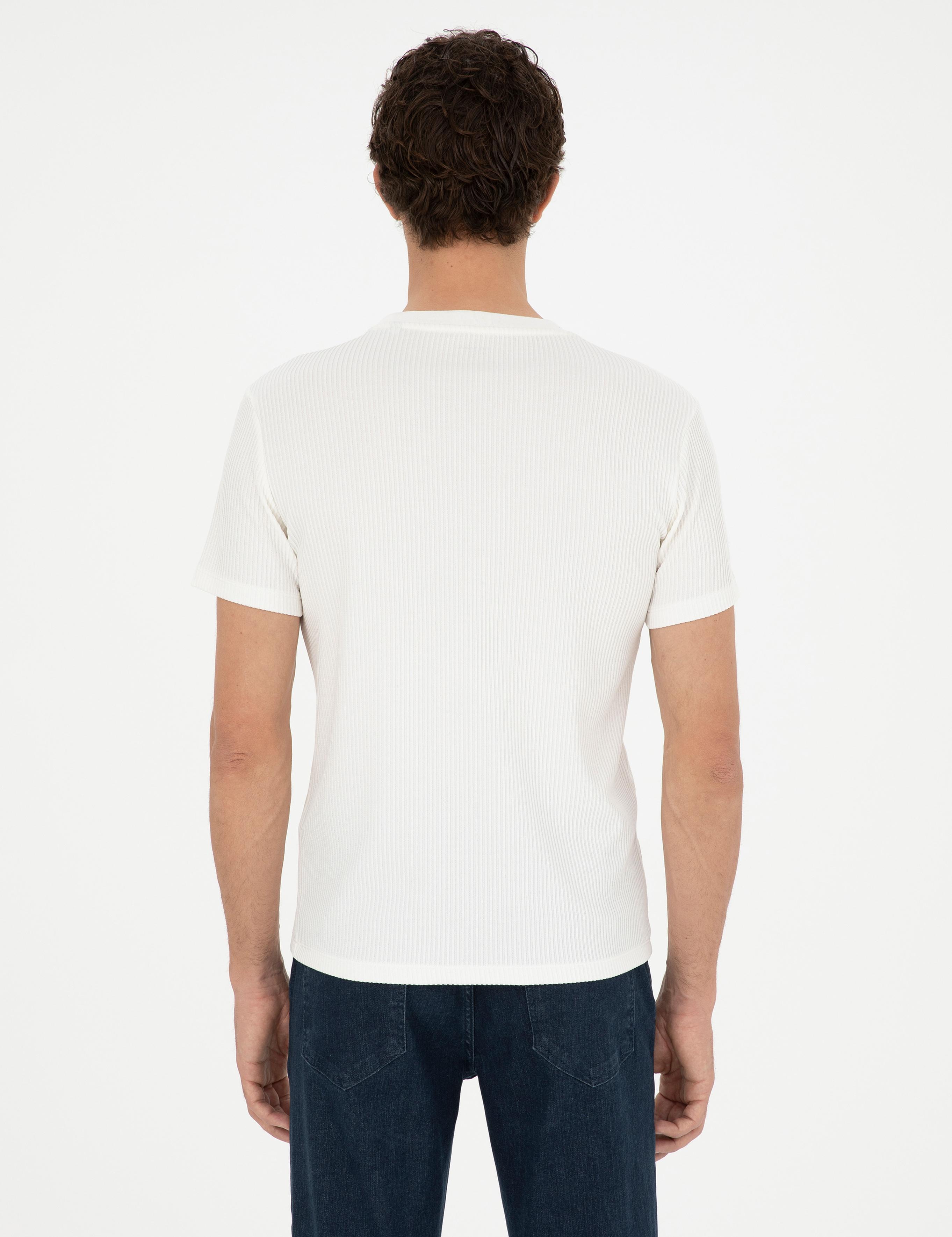 Beyaz Slim Fit Bisiklet Yaka T-shirt - 50286258014