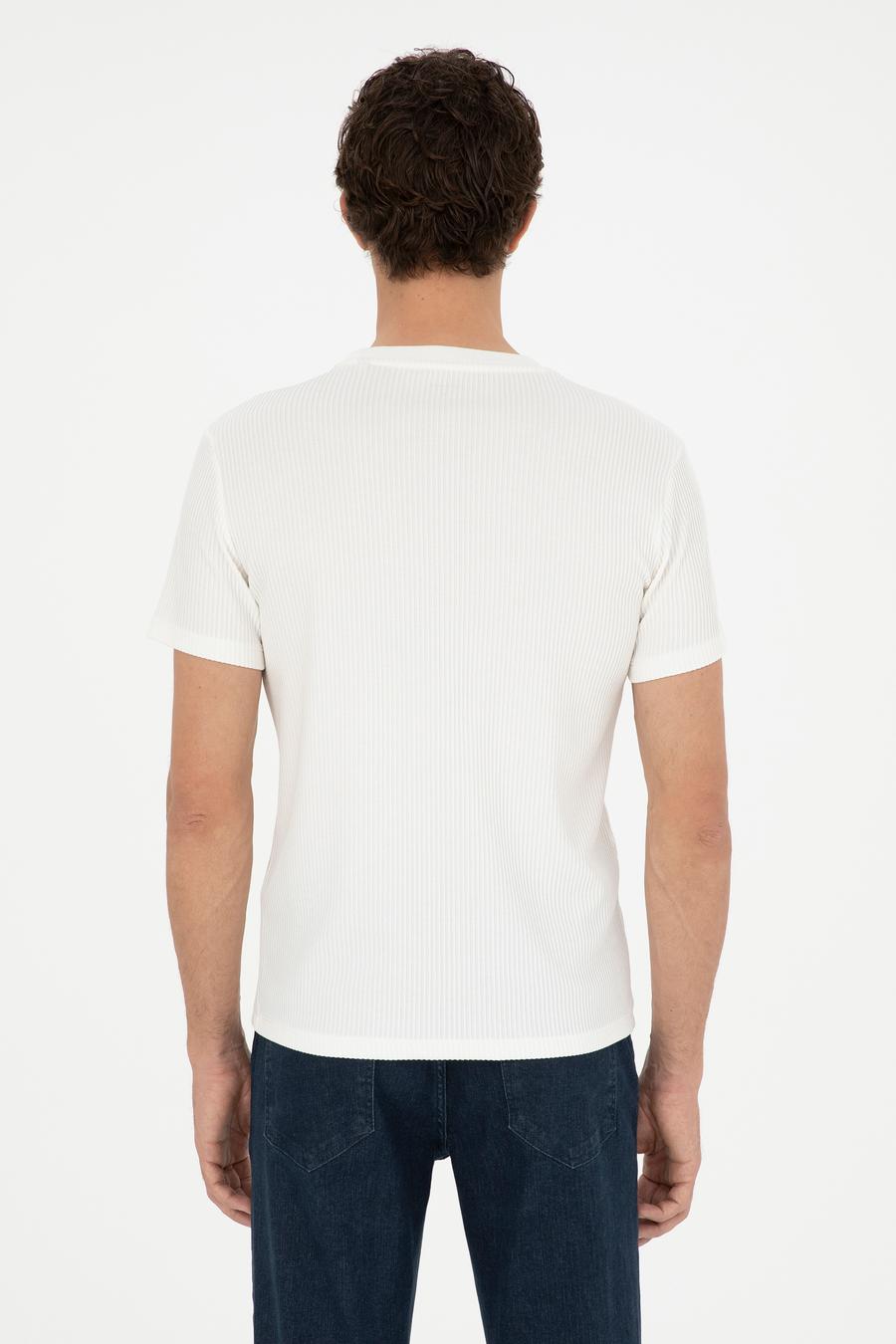 Beyaz Slim Fit Bisiklet Yaka T-shirt - 50286258014