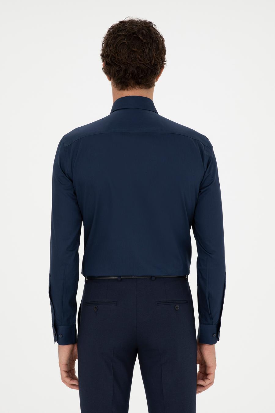 Lacivert Slim Fit Uzun Kollu Basic Gömlek - 50270146057