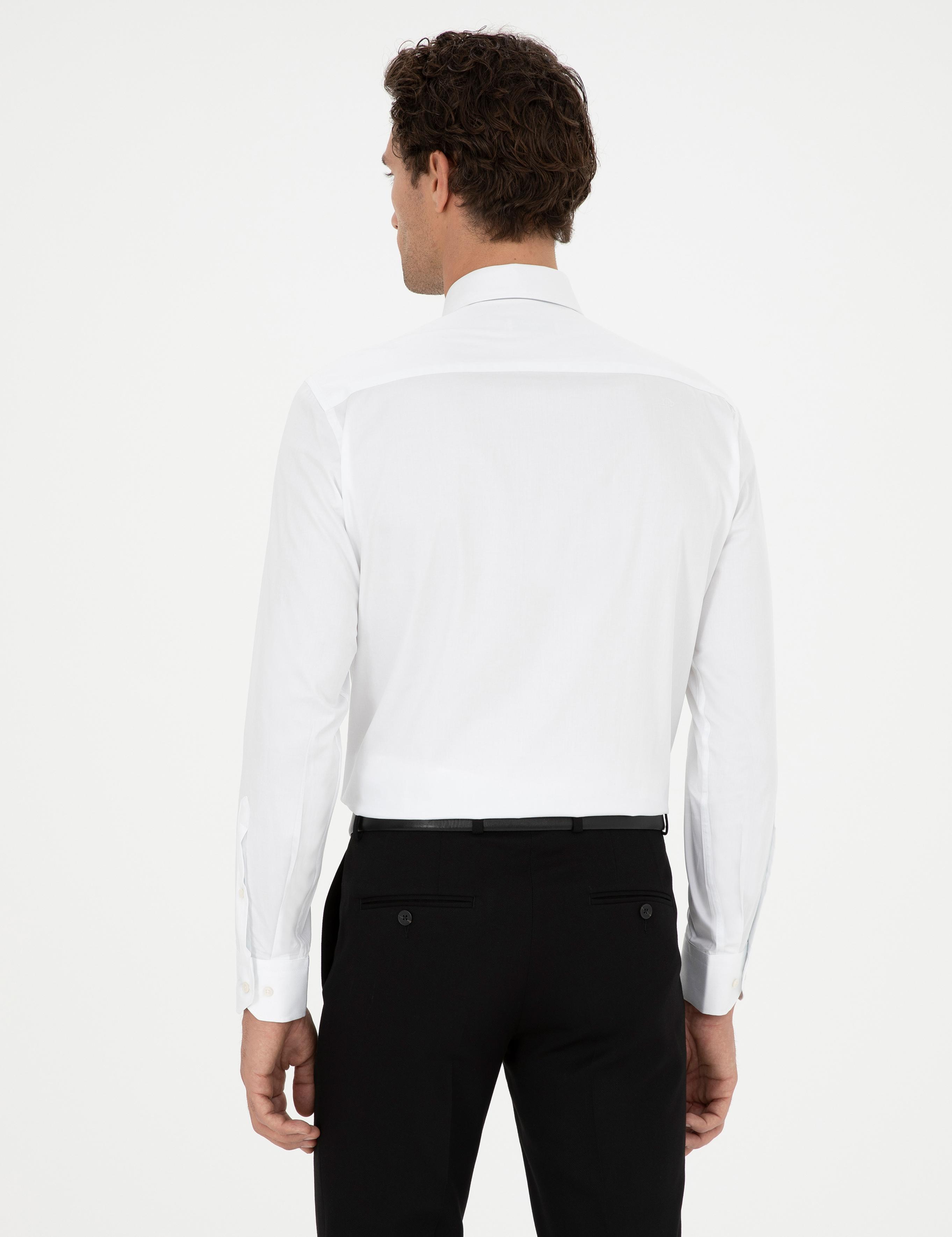 Beyaz Modern Fit Uzun Kollu Basic Gömlek - 50277081007